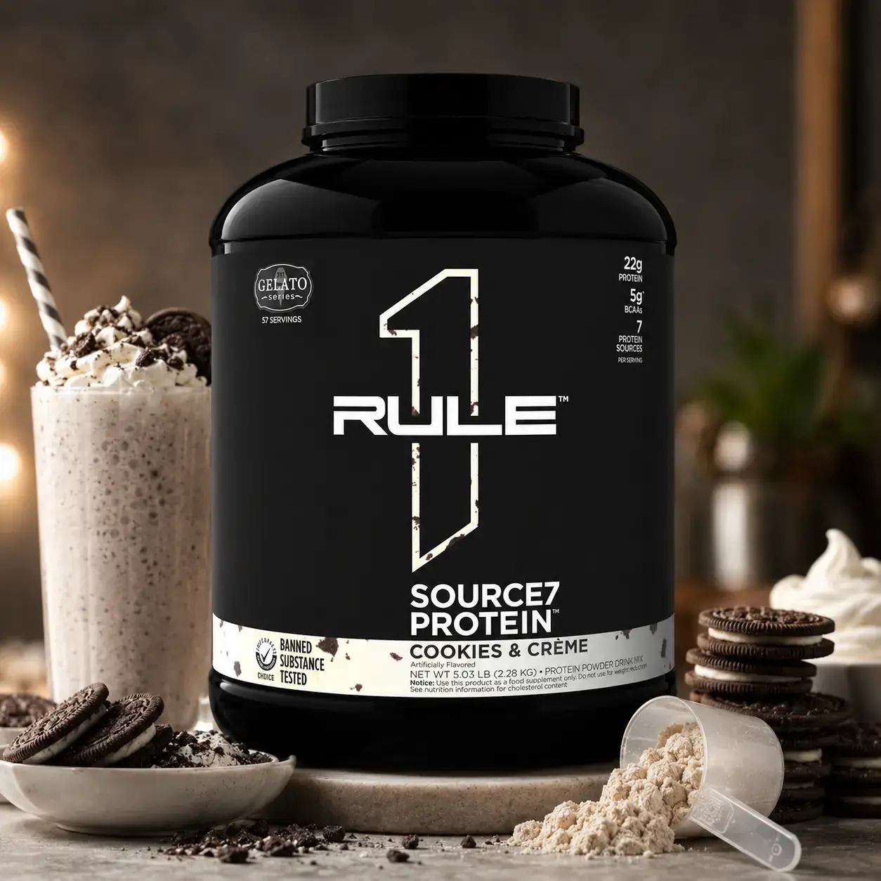 Ko’p komponentli protein Rule 1 Source7 Protein Cookies & Crème, 2,28 kg (5.03 lb)