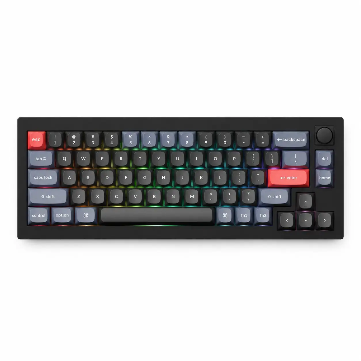 Механическая клавиатура Keychron V2 QMK, 68 клавиш, K Pro Blue, Hot-Swap, RGB, с регулятором Knob, Carbon Black