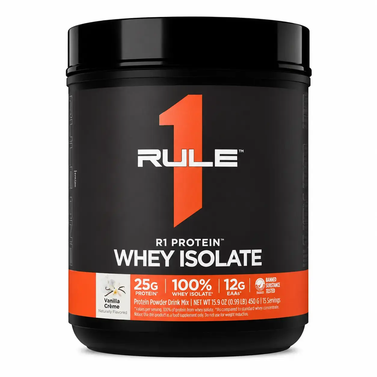 Изолят сывороточного протеина R1 Protein Whey Isolate Rule1 (Vanilla Creme) 450 g (0.99 lb)