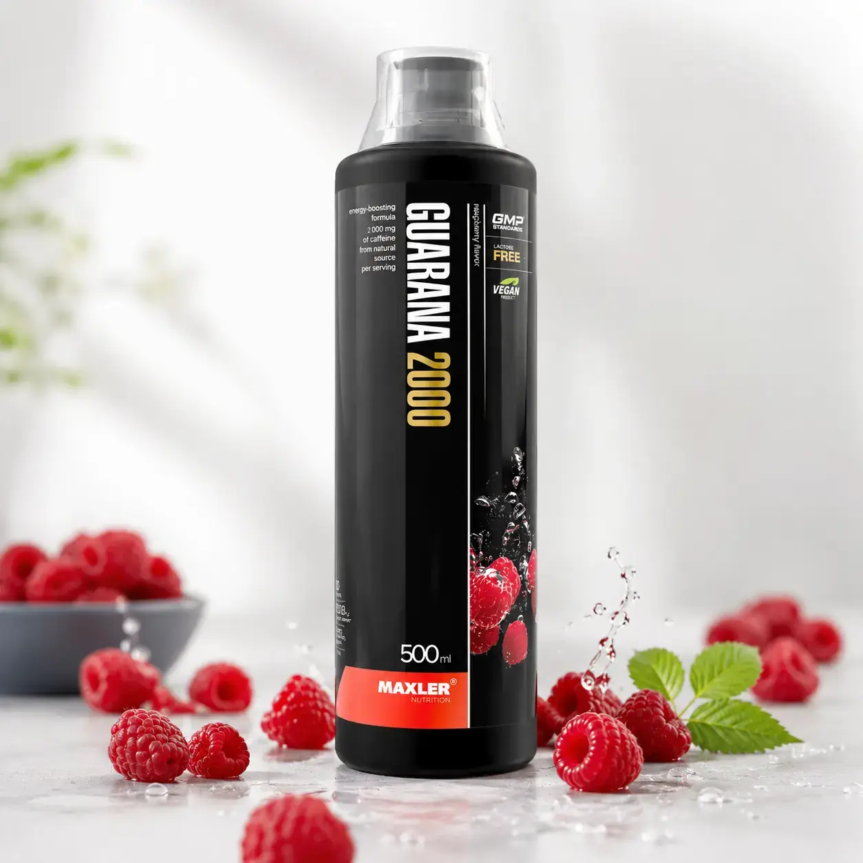 Sport uchun energetik ichimlik Guarana 2000 Maxler (Raspberry) 500 ml