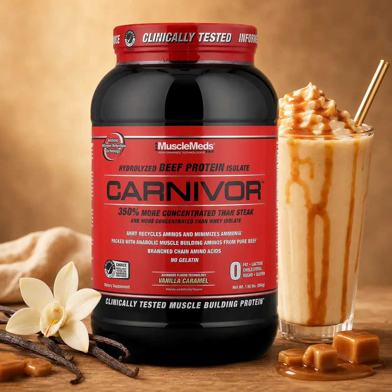 Protein MuscleMeds Carnivor Hydrolyzed Beef Protein Isolate 888 g Vanilla Caramel