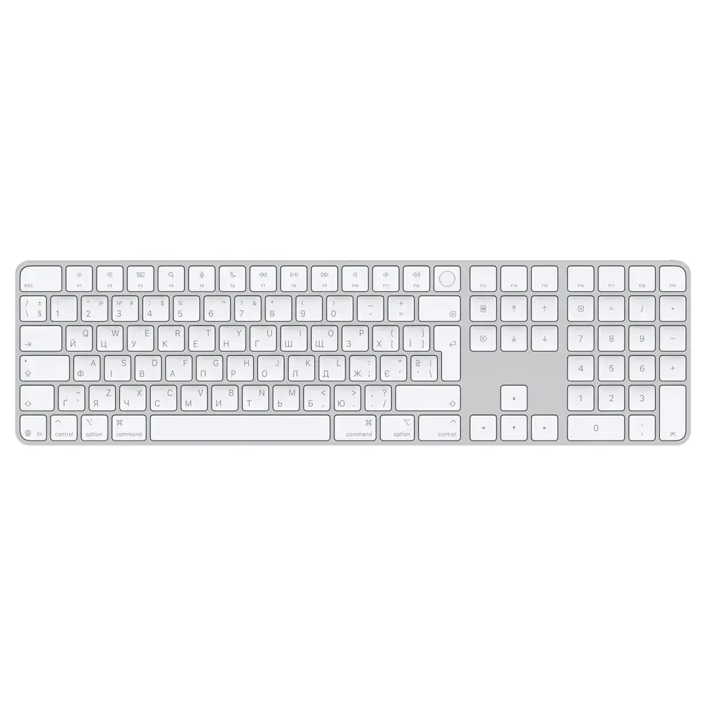 Клавиатура беспроводная Apple Magic Keyboard with Touch ID and Numeric Keypad for Mac models with Apple silicon - Ukrainian - White Keys