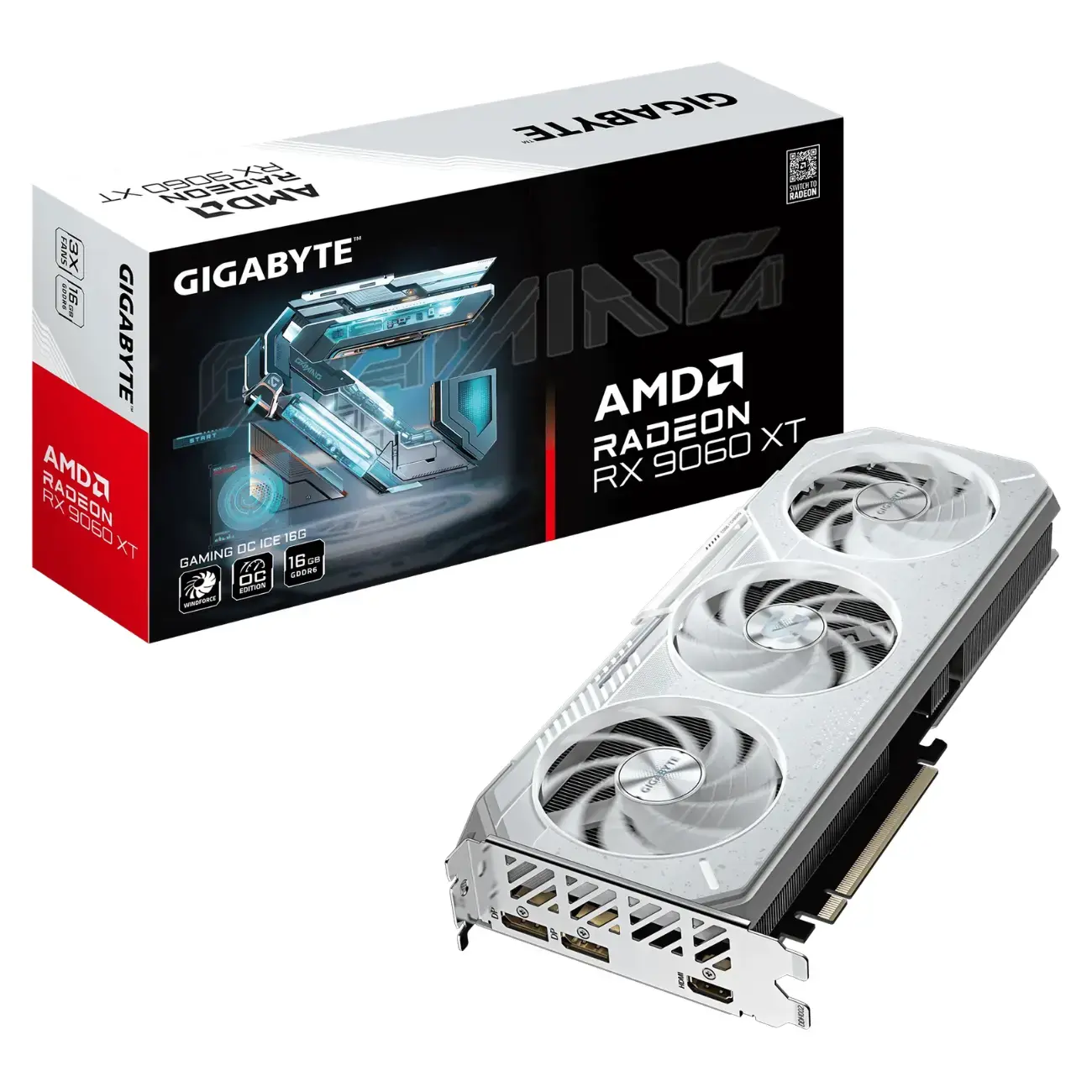 Видеокарта Gigabyte - 16GB ATI Radeon RX9060XT GAMING OC ICE GV-R906XGAMINGOCICE-16GD