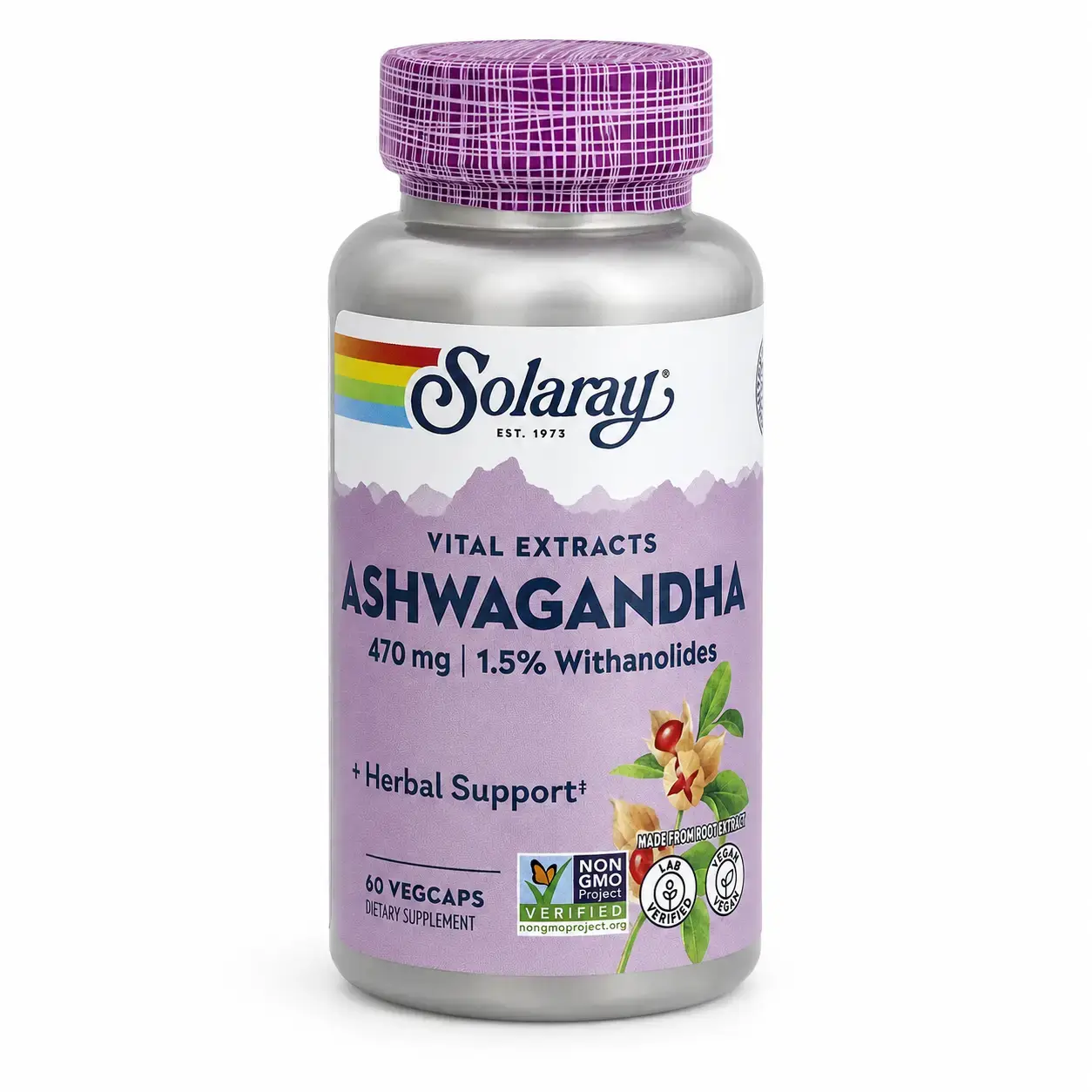 Ashvaganda Solaray Ashwagandha 470mg 60 Veg Caps