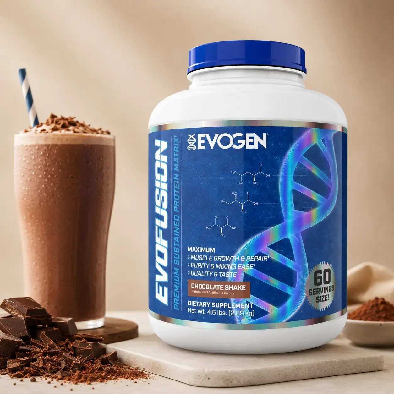 Ko’p komponentli protein Evogen EvoFusion (Chocolate Shake) 4.6 lb (2.09 kg)