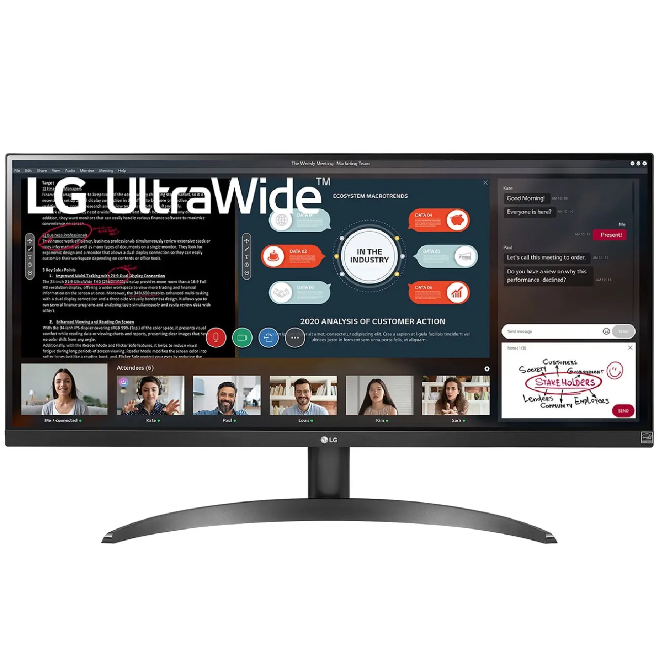 Монитор LG - 29” 29WP500-B UltraWide, IPS, 5mc, 75Hz, FHD (2560 x 1080), VGA+HDMI, Black