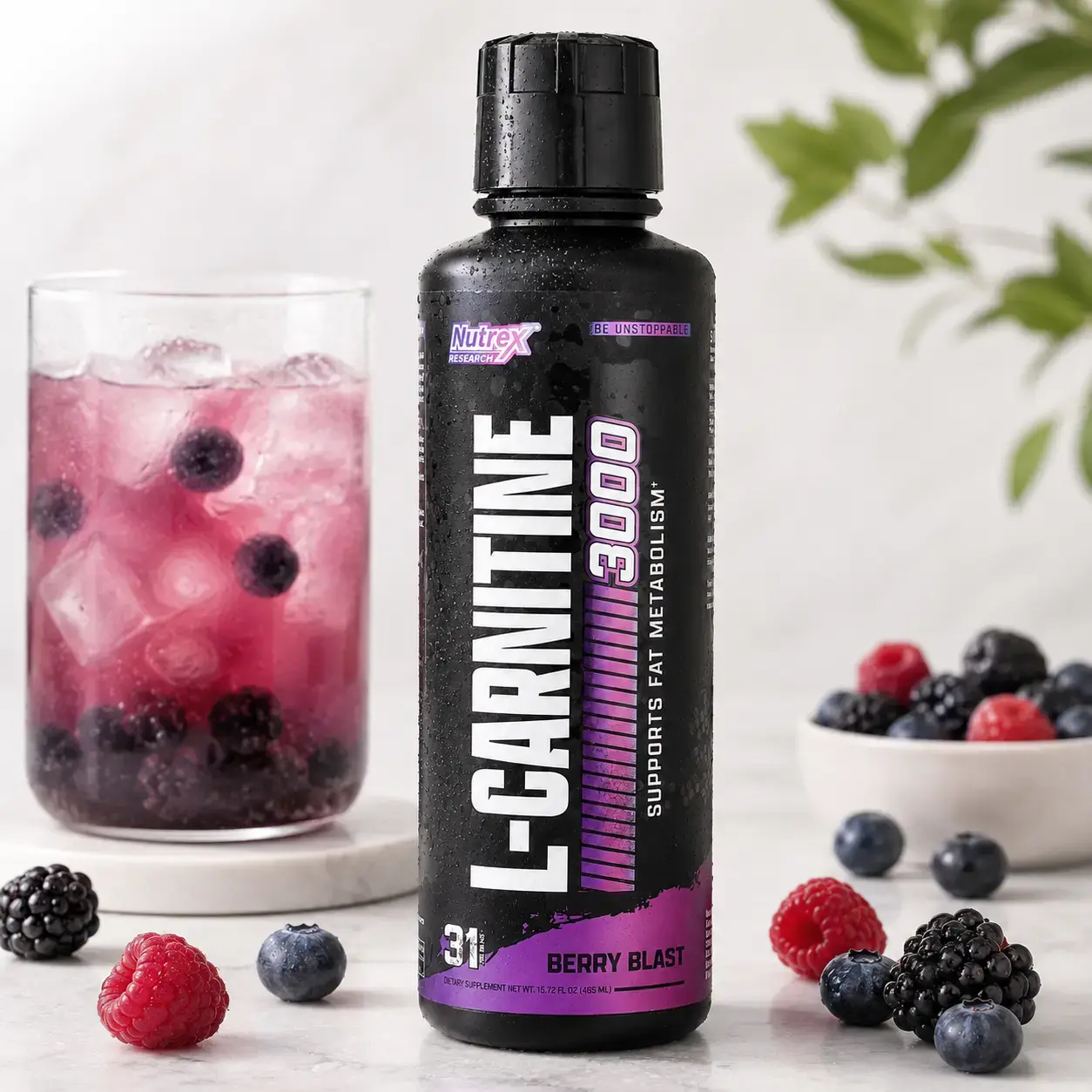 BQ Nutrex Liquid L-Carnitine 3000, Berry Blast, 465 ml