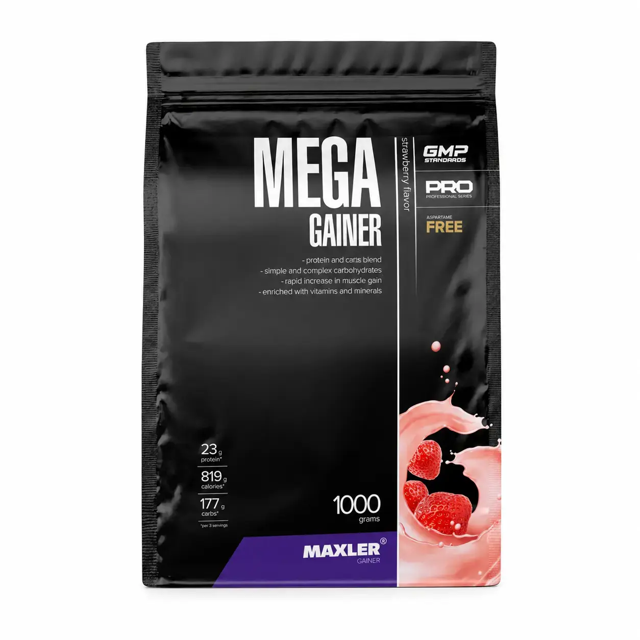 Гейнер Mega Gainer Maxler (Strawberry) 1000 g