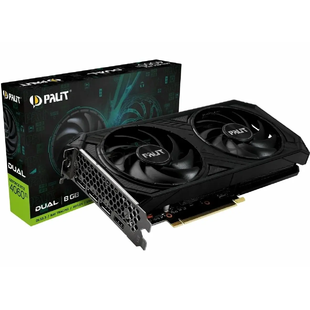 Видеокарта Palit - 8GB GeForce RTX4060Ti DUAL GDDR6X 128bit 3-DP HDMI в ...