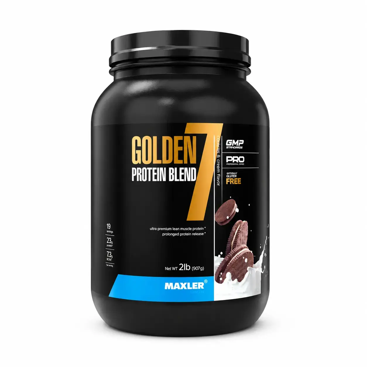 Ko’p komponentli protein Golden 7 Protein Blend Maxler (Cookies & Cream) 907 g (2 lb)