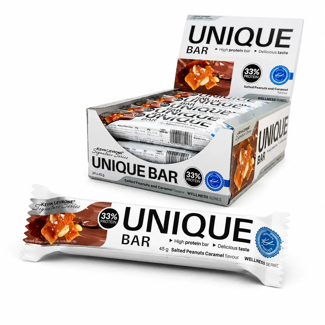 BQ Kevin Levrone Unique Bar 24 Bars Salted Peanuts & Caramel