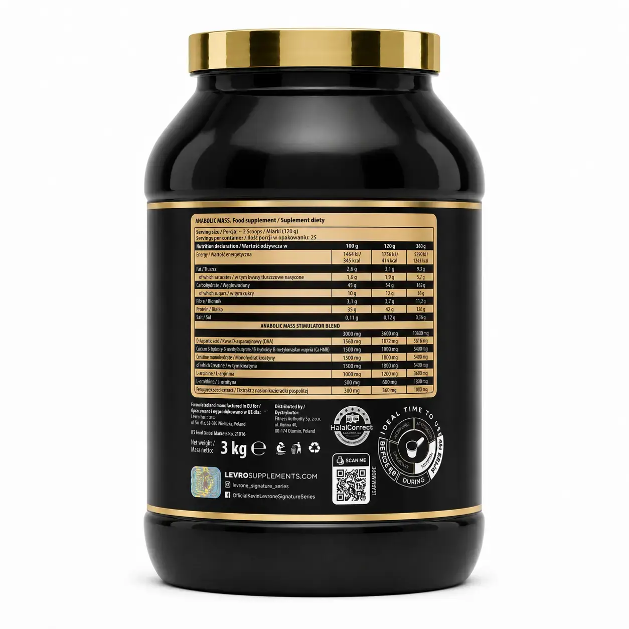 Geyner Kevin Levrone Anabolic Mass 3 kg Vanilla