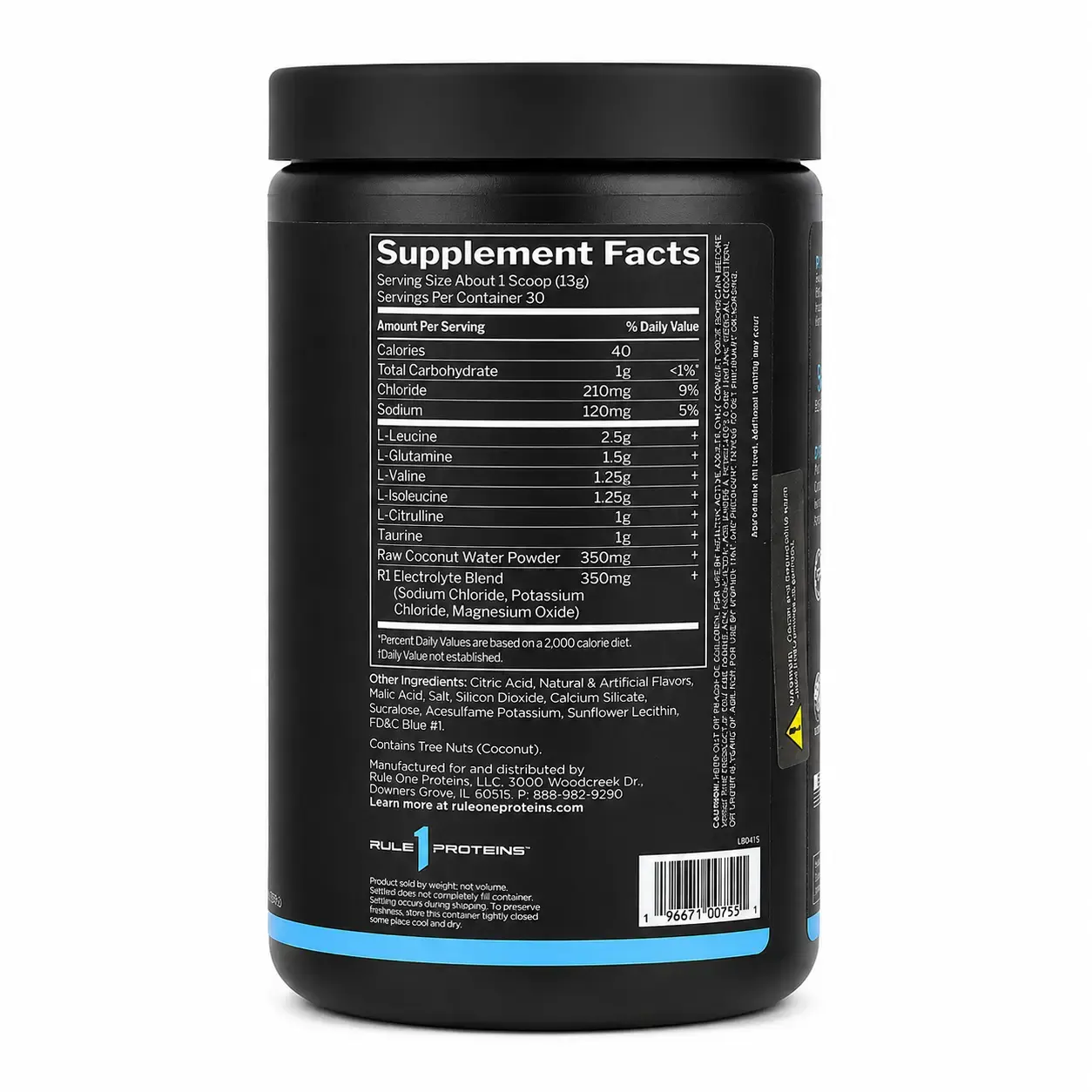 Aminokislotalar kompleksi Active BCAA Rule1 (Blue Raspberry) 390 g (30 srv)