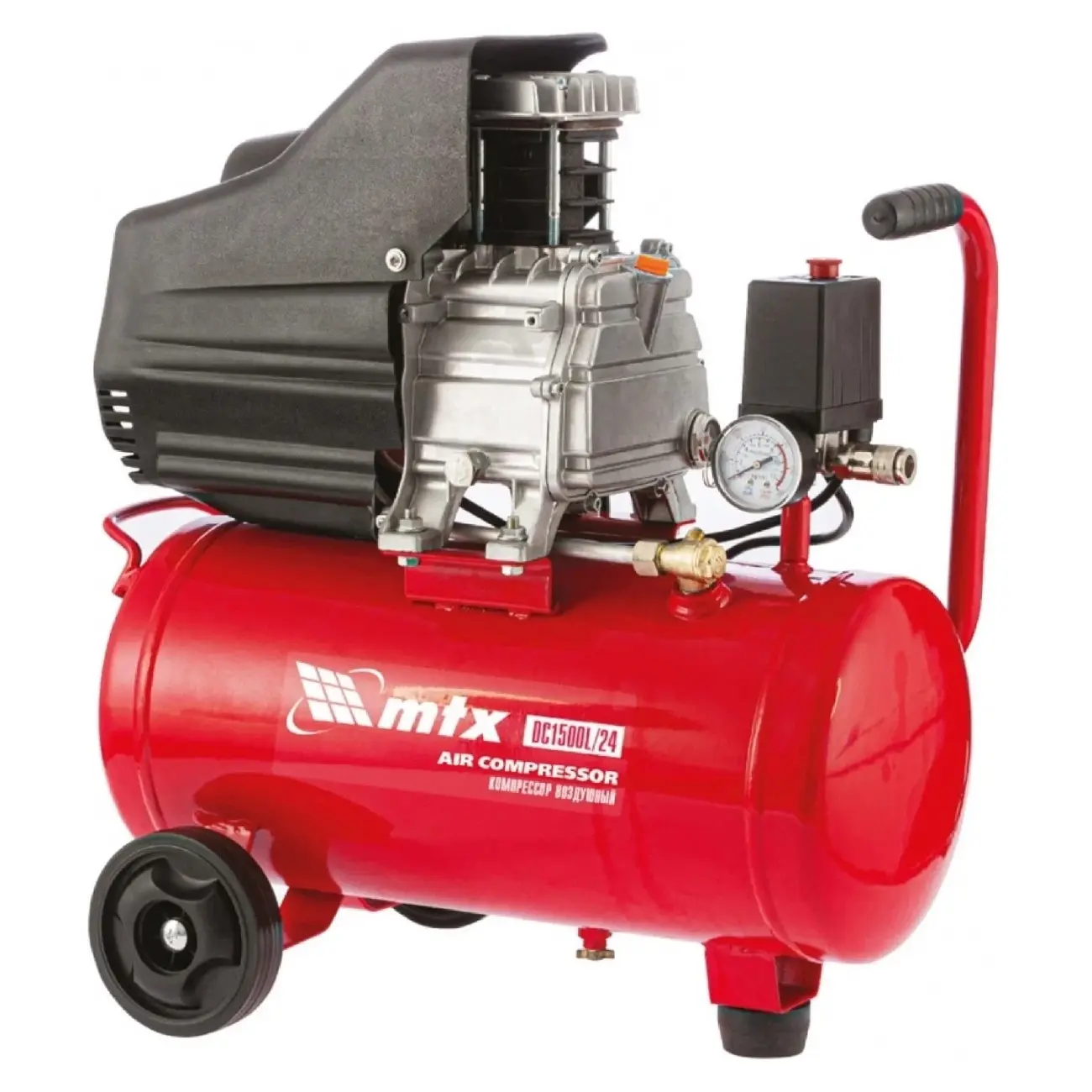 Компрессор MTX воздушный DC1500L/24, 1,5 кВт, 24 л, 210 л/мин