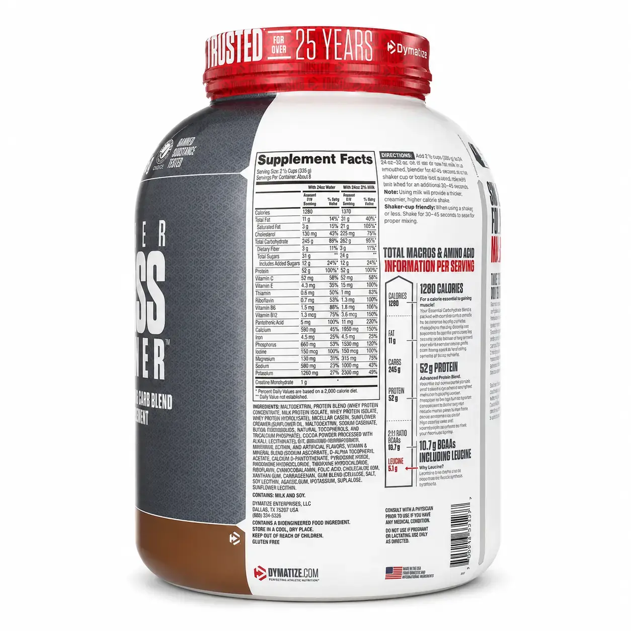 Yuqori kaloriyli geyner Dymatize Super Mass Gainer Rich Chocolate, 2,7 kg (6 lb)