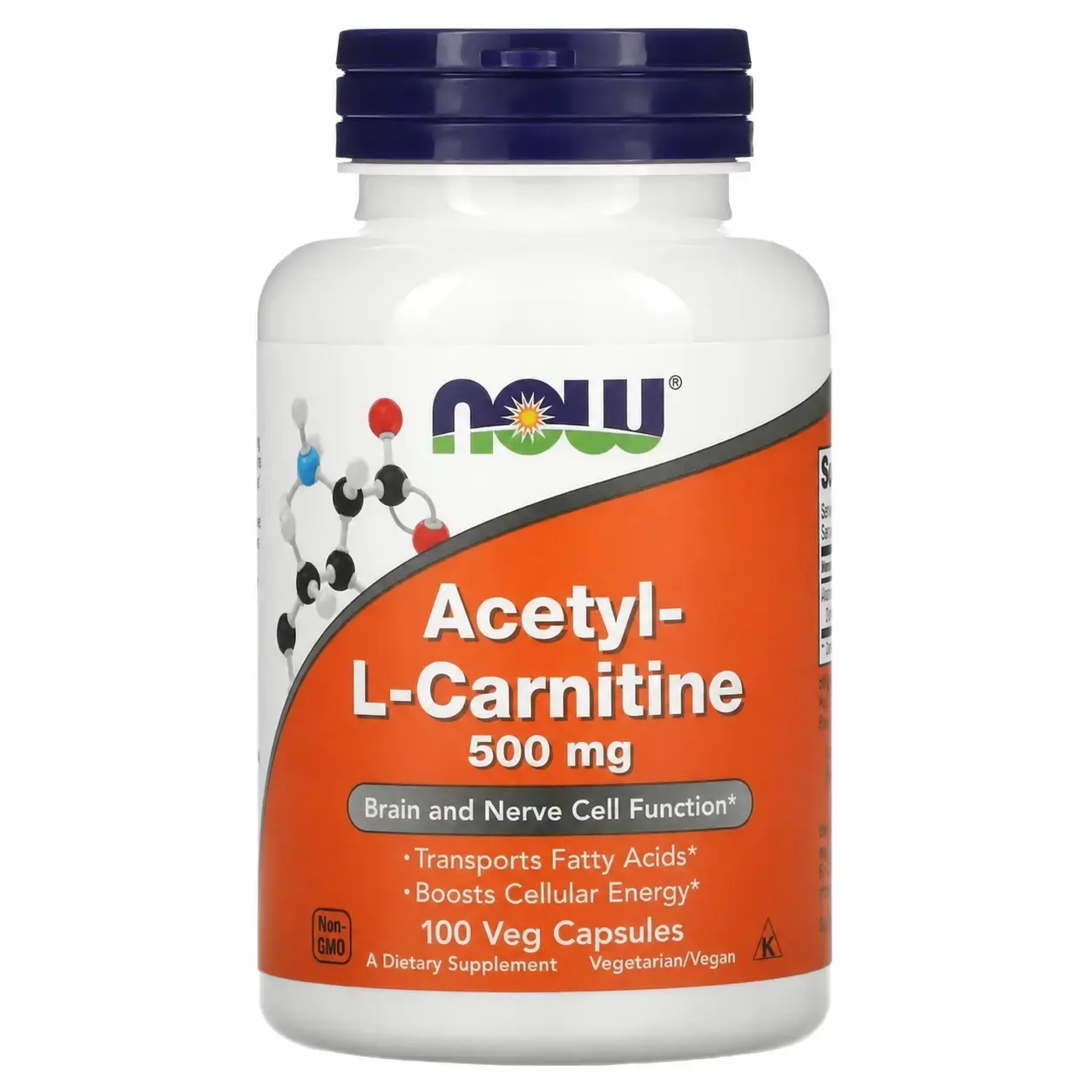 BQ NOW Foods Acetyl-L-Carnitine 500 mg, 100 Veg Capsules