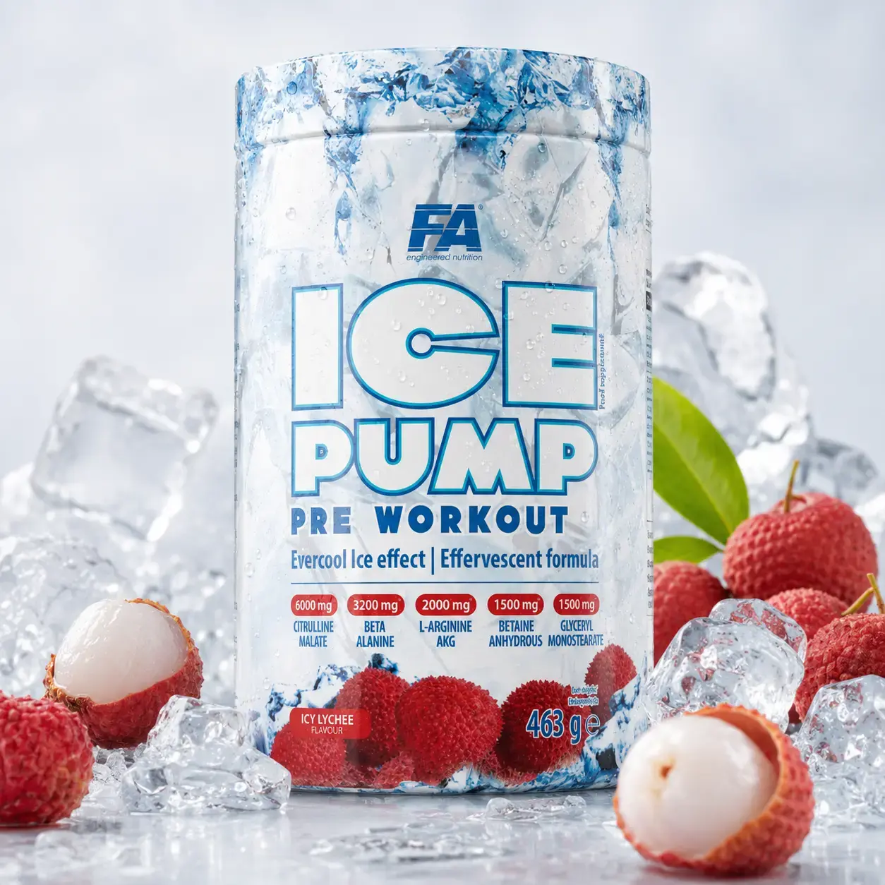 BQ FA ICE Pump Pre Workout, Icy Lychee, 463 g