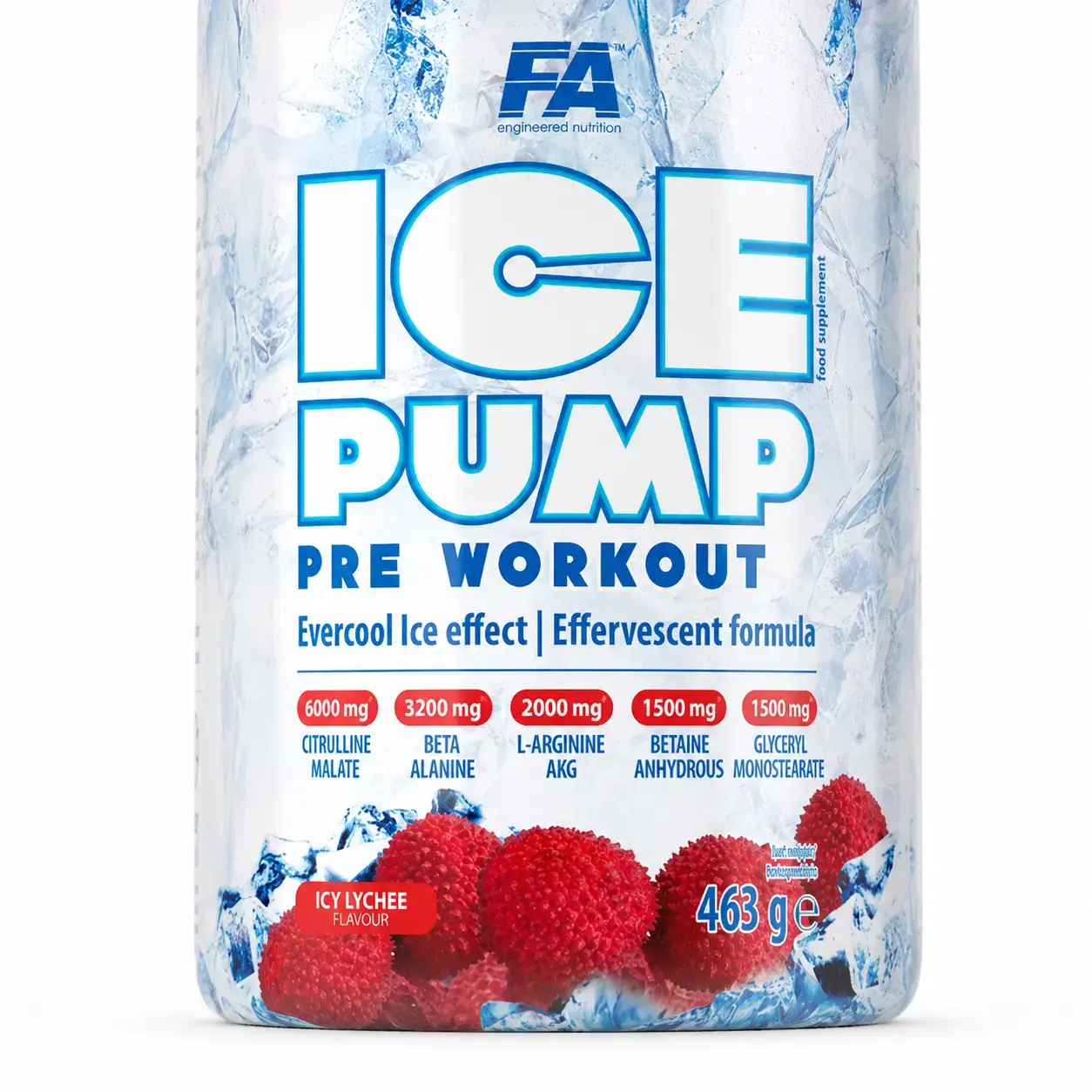 BQ FA ICE Pump Pre Workout, Icy Lychee, 463 g