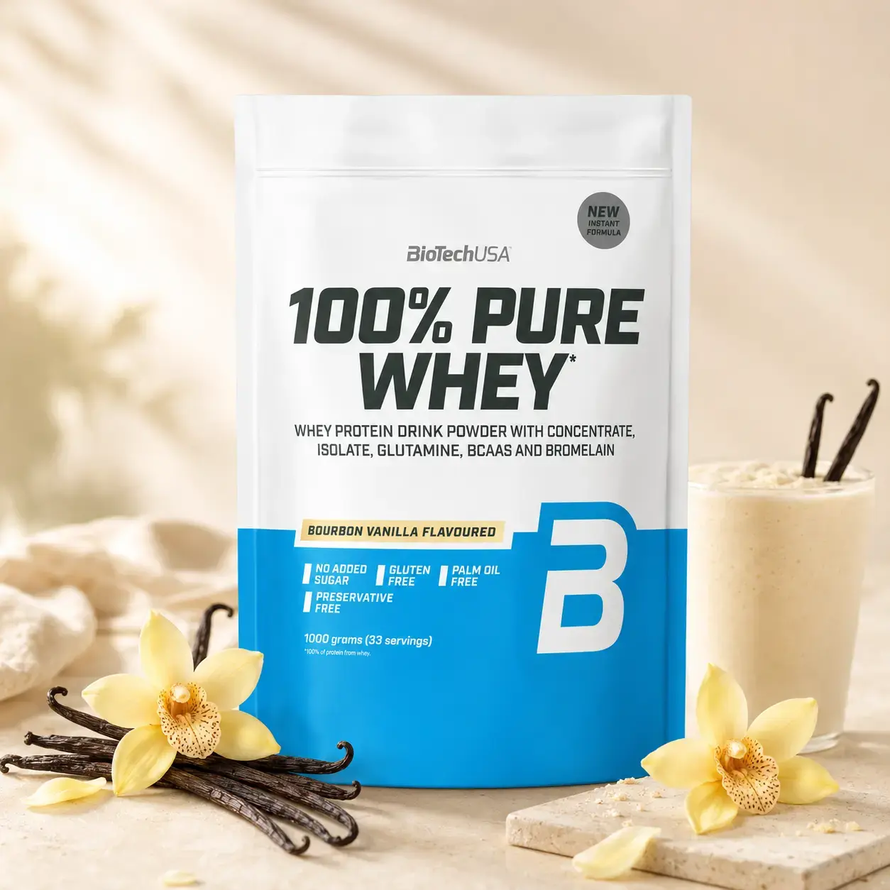 Zardob proteini 100% Pure Whey BioTechUSA (Bourbon Vanilla) 1000 g (35 srv)