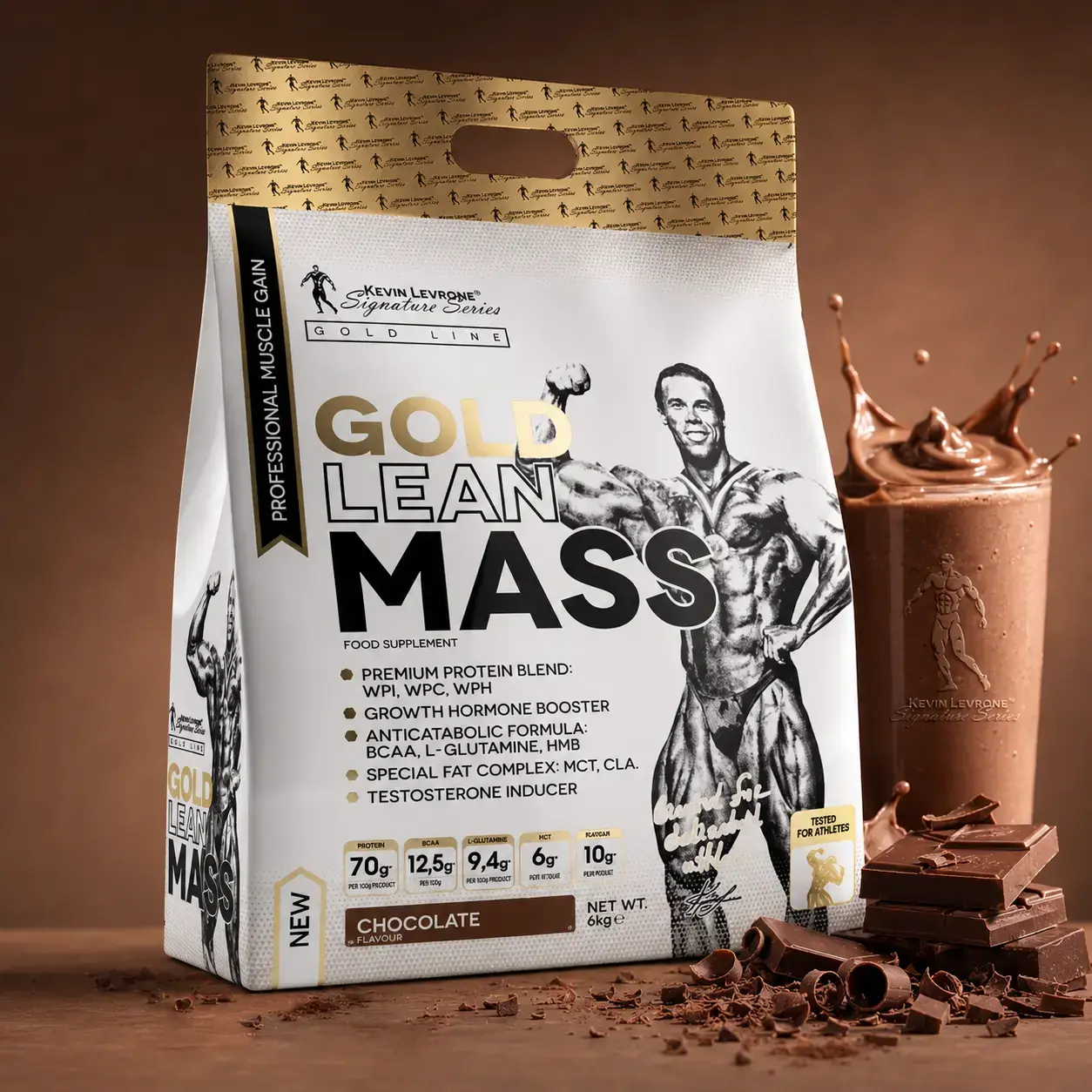 Oqsil-uglevodli geyner Kevin Levrone Gold Lean Mass Gainer Chocolate, 6 kg