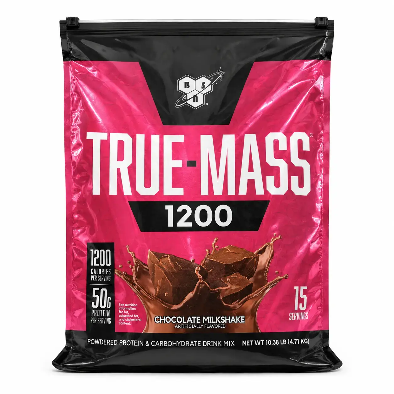 Yuqori kaloriyali geyner TRUE-MASS 1200 BSN (Chocolate Milkshake) 10.38 lb (4.71 kg)