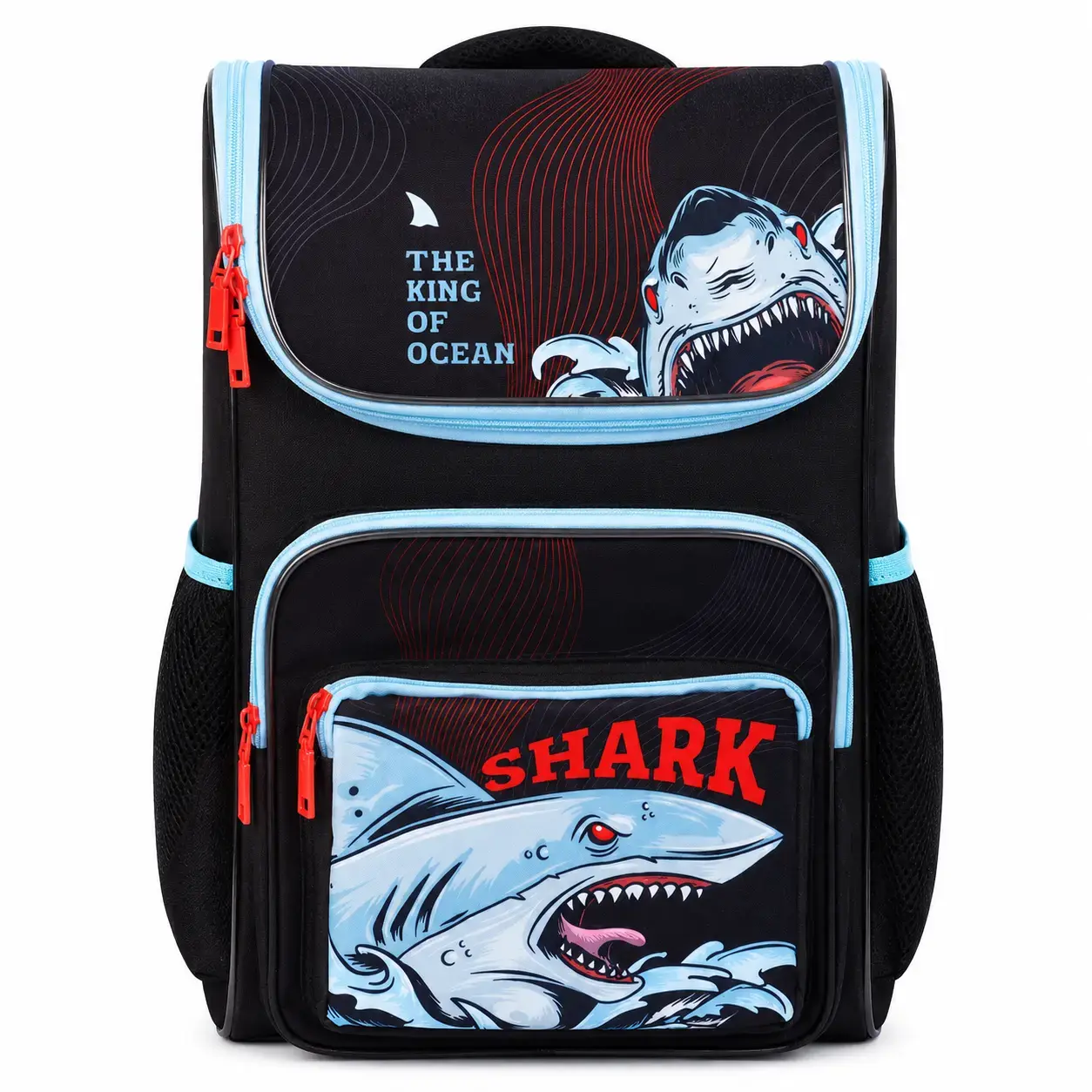 Ранец ArtSpace Happy School Shark (39×28×18 см, 1 отделение, 4 кармана, анатомическая спинка)