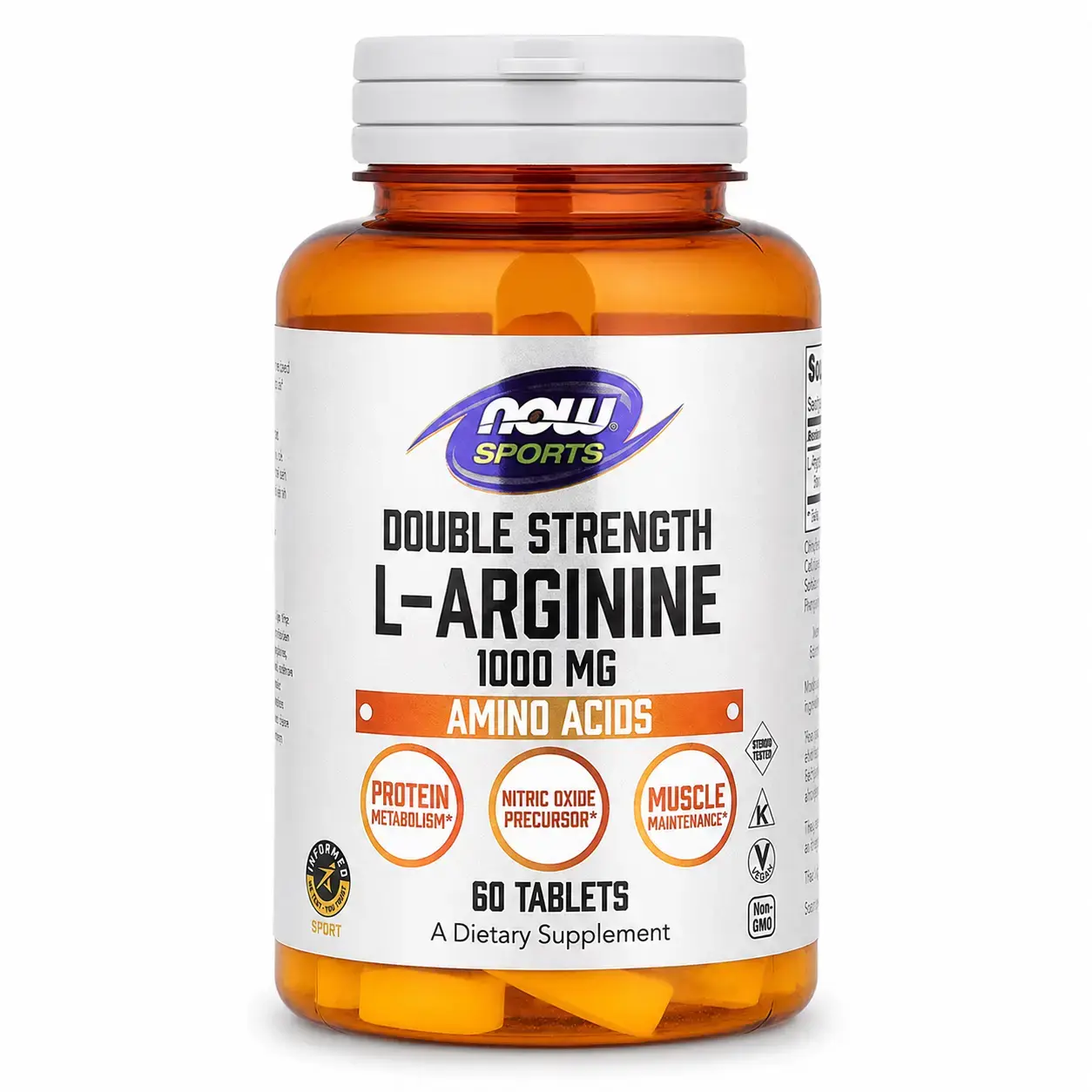 БАД NOW Foods L-Arginine 1000 mg Double Strength, 60 Tablets