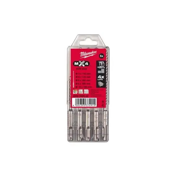 Набор буров MILWAUKEE SDS-PLUS RX4 SET (5ШТ) 4932352833