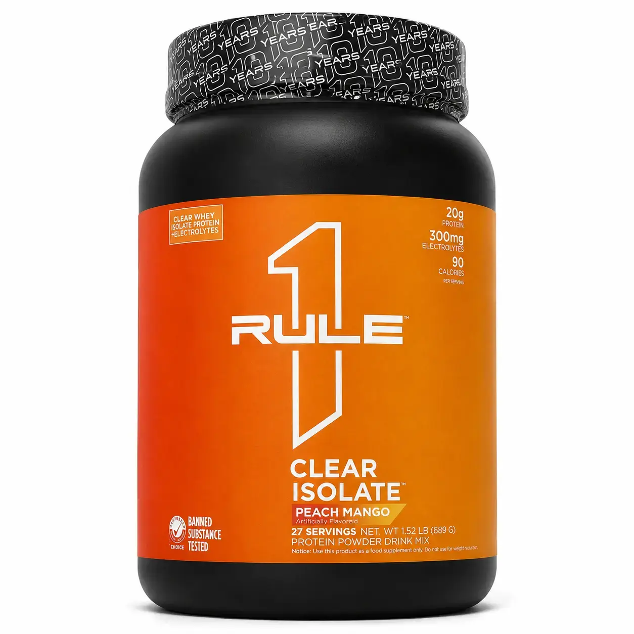 Сывороточный протеин Rule 1 Clear Whey Isolate 689 g Peach Mango