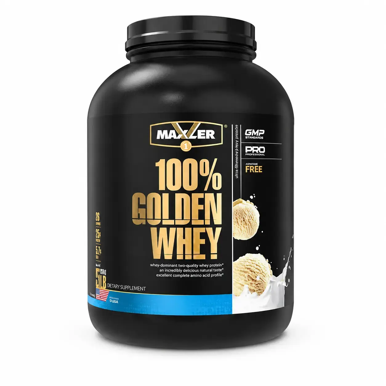 Сывороточный протеин 100% Golden Whey Maxler (Vanilla Ice Cream) 2270 g (5 lb)