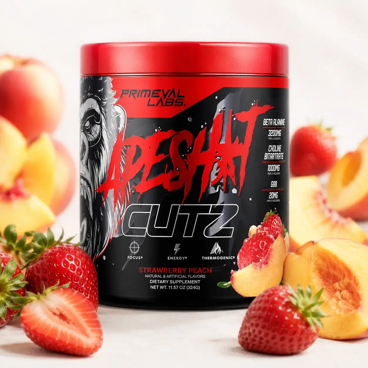 BQ Primeval Labs Ape Sh*t Cutz Strawberry Peach 50 Servings
