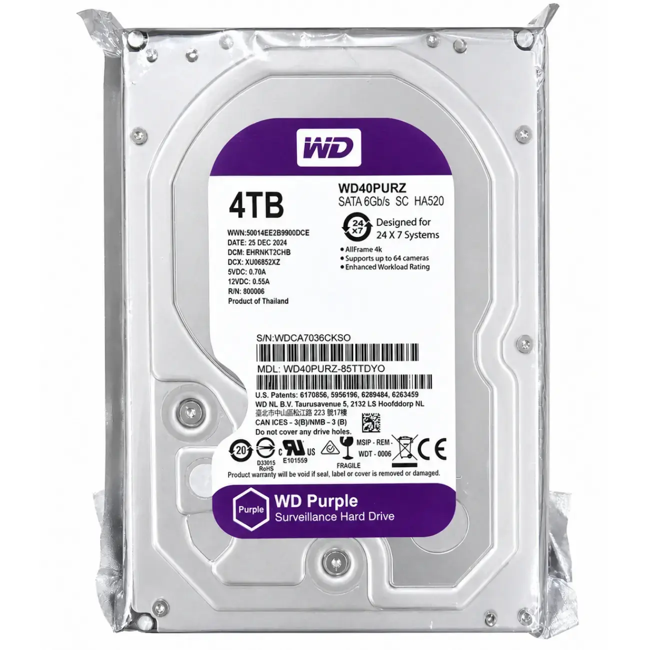 Qattiq disk Hikvision DS WD40PURX-78 (Original) HDD-4tb