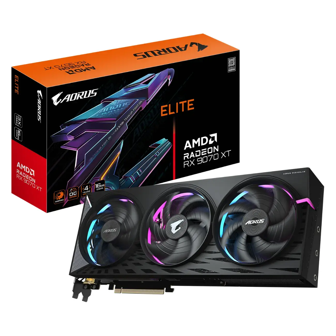 Видеокарта Gigabyte - 16GB ATI Radeon RX9070XT AORUS Elite GV-R9070XTAORUS E-16GD