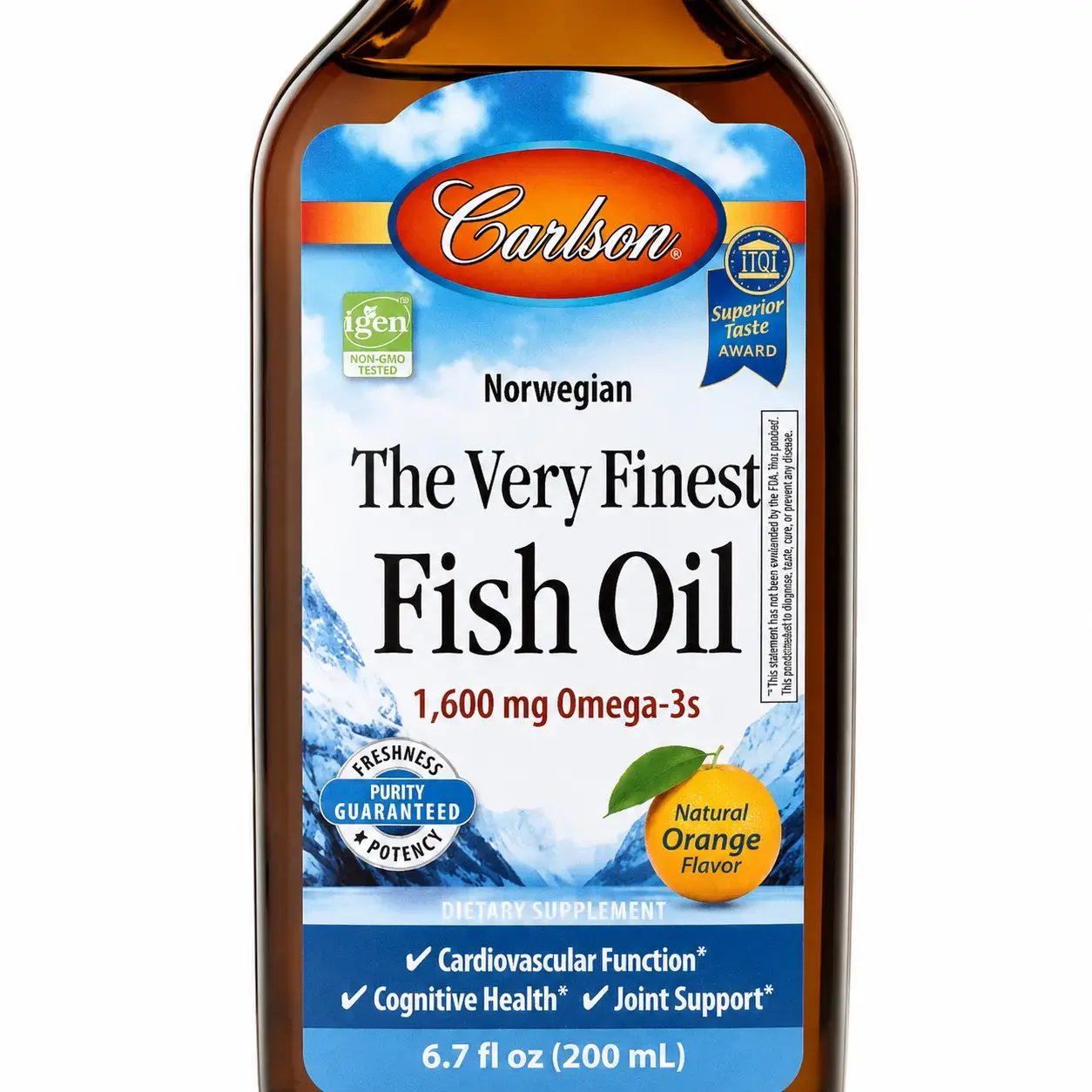 Baliq yog‘i The Very Finest Fish Oil 1600mg Carlson (Orange) 200 ml (6.7 fl oz)