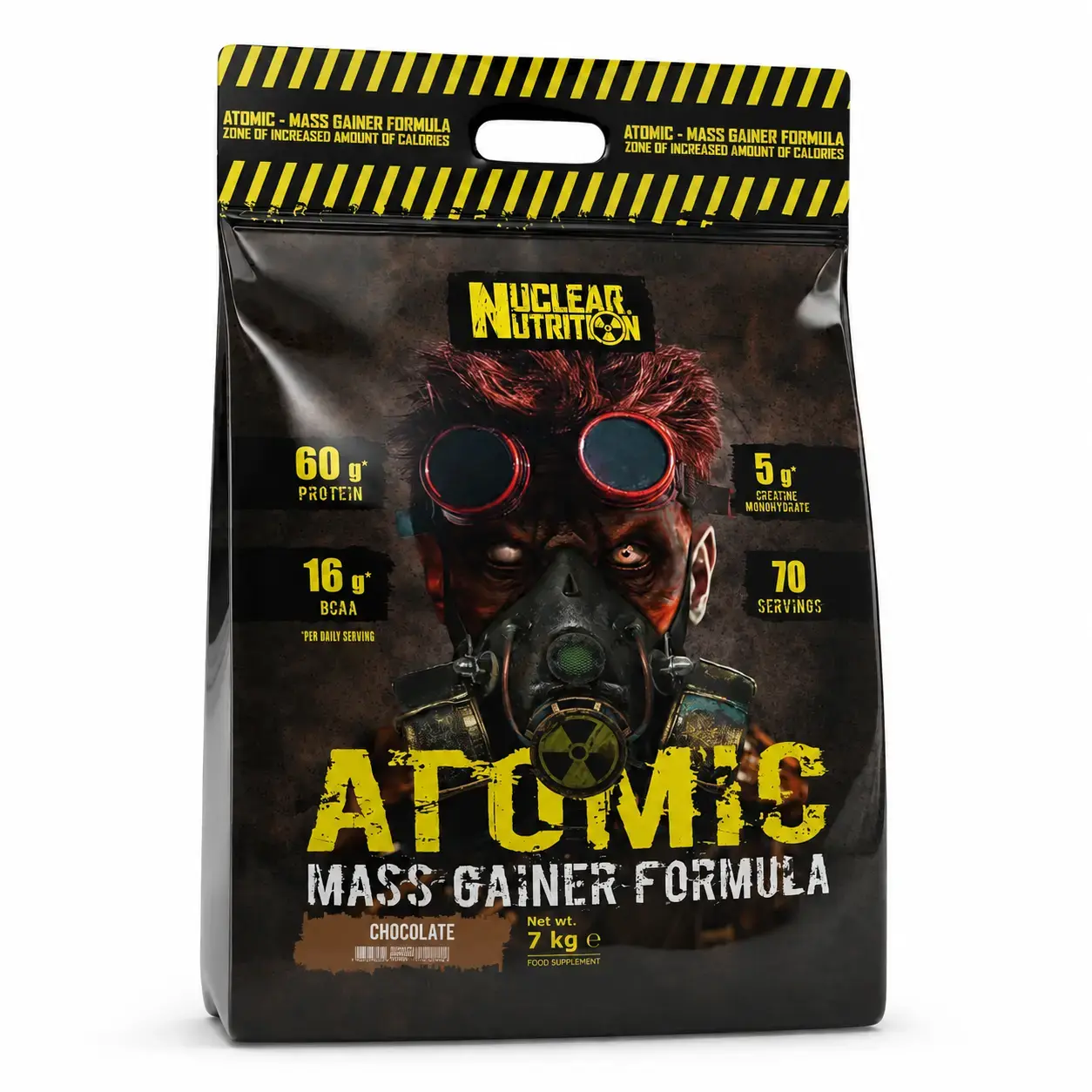 Oqsil-uglevodli geyner Nuclear Nutrition Atomic Mass Gainer Chocolate, 7 kg