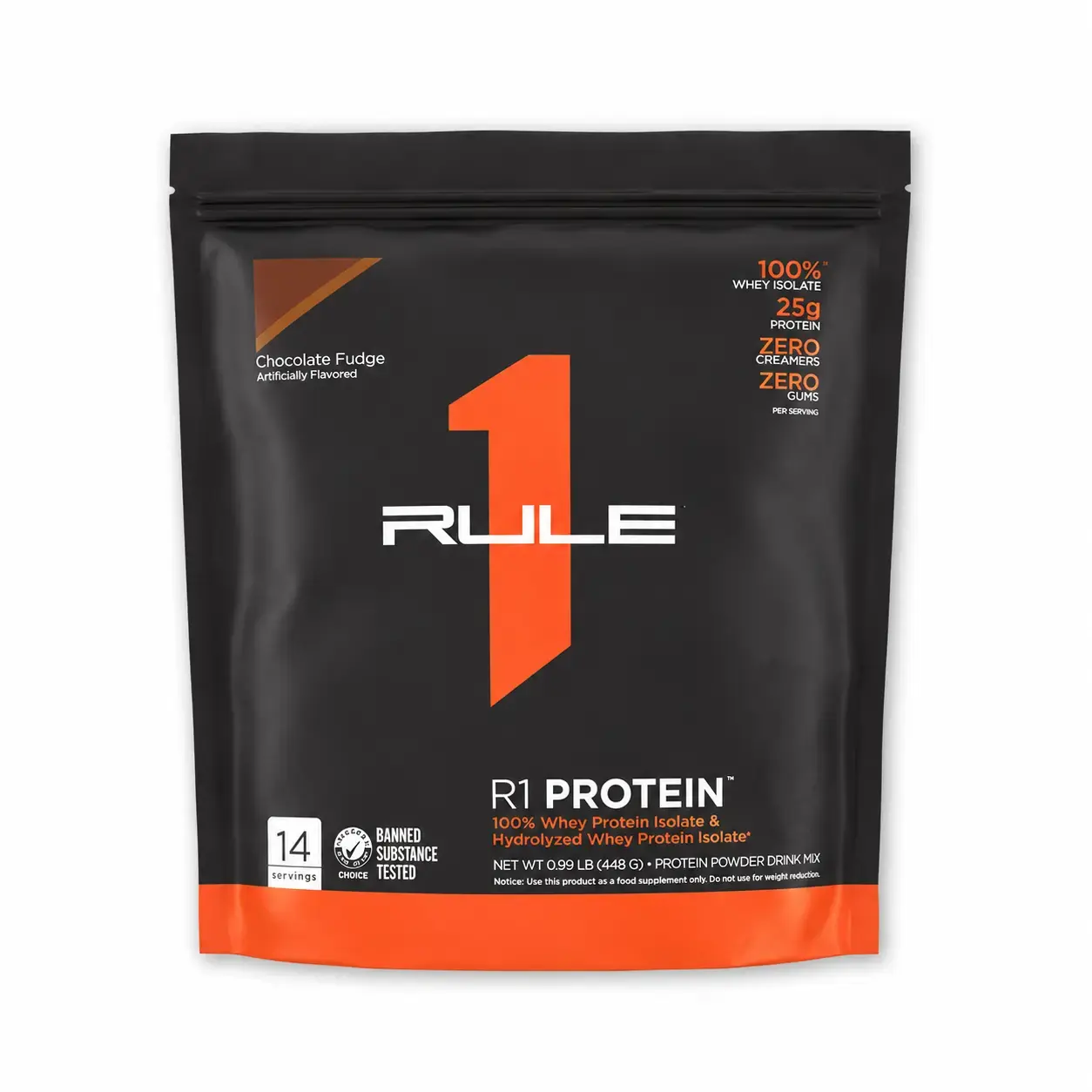 Изолят сывороточного протеина R1 Protein Whey Isolate Rule1 (Chocolate Fudge) 448 g (0.99 lb)