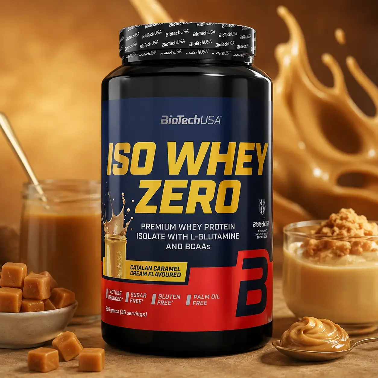 Zardob proteini izolyati Iso Whey Zero BioTechUSA (Catalan Caramel Cream) 908 g (36 serv)