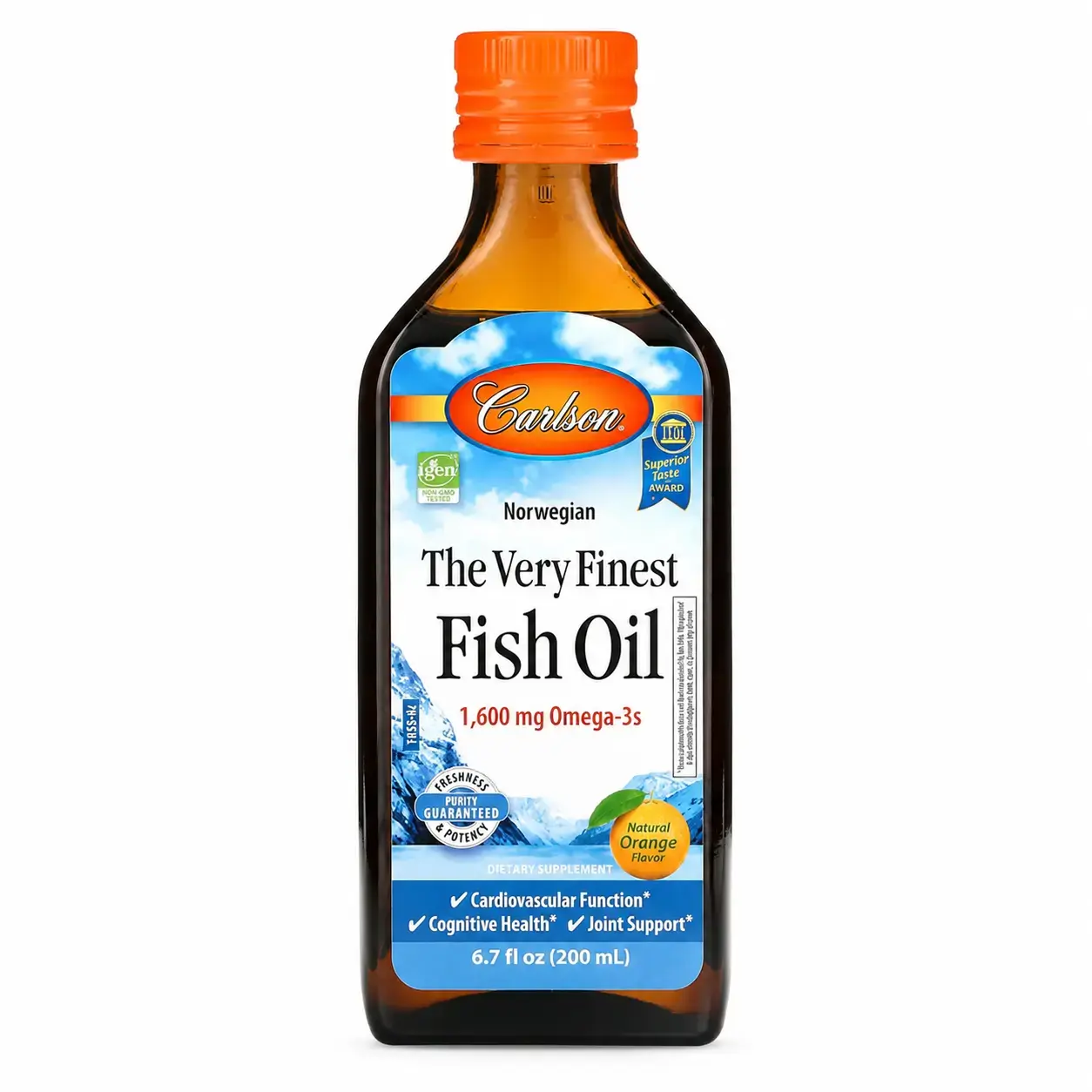 Рыбий жир The Very Finest Fish Oil 1600mg Carlson (Orange) 200 ml (6.7 fl oz)