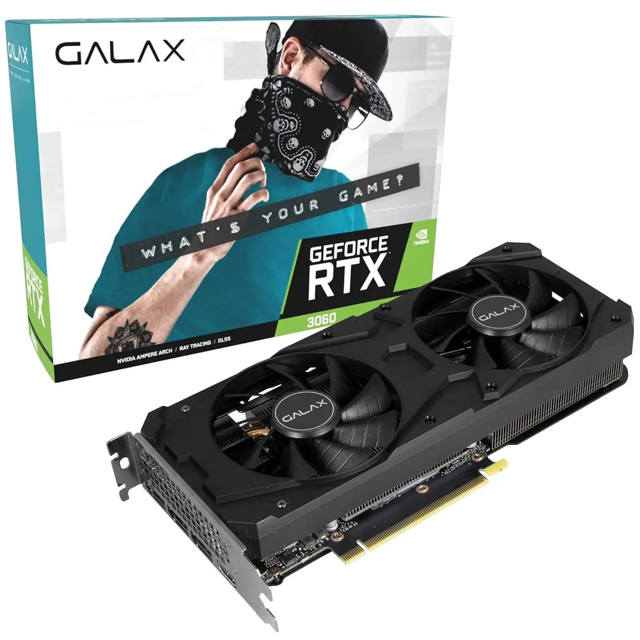 Видеокарта Galax - 12GB GeForce RTX3060 PG190 BLACK 1-Click OC GDDR6 192bit (G-PG190B-36NOL7MD1VOC-GALG)