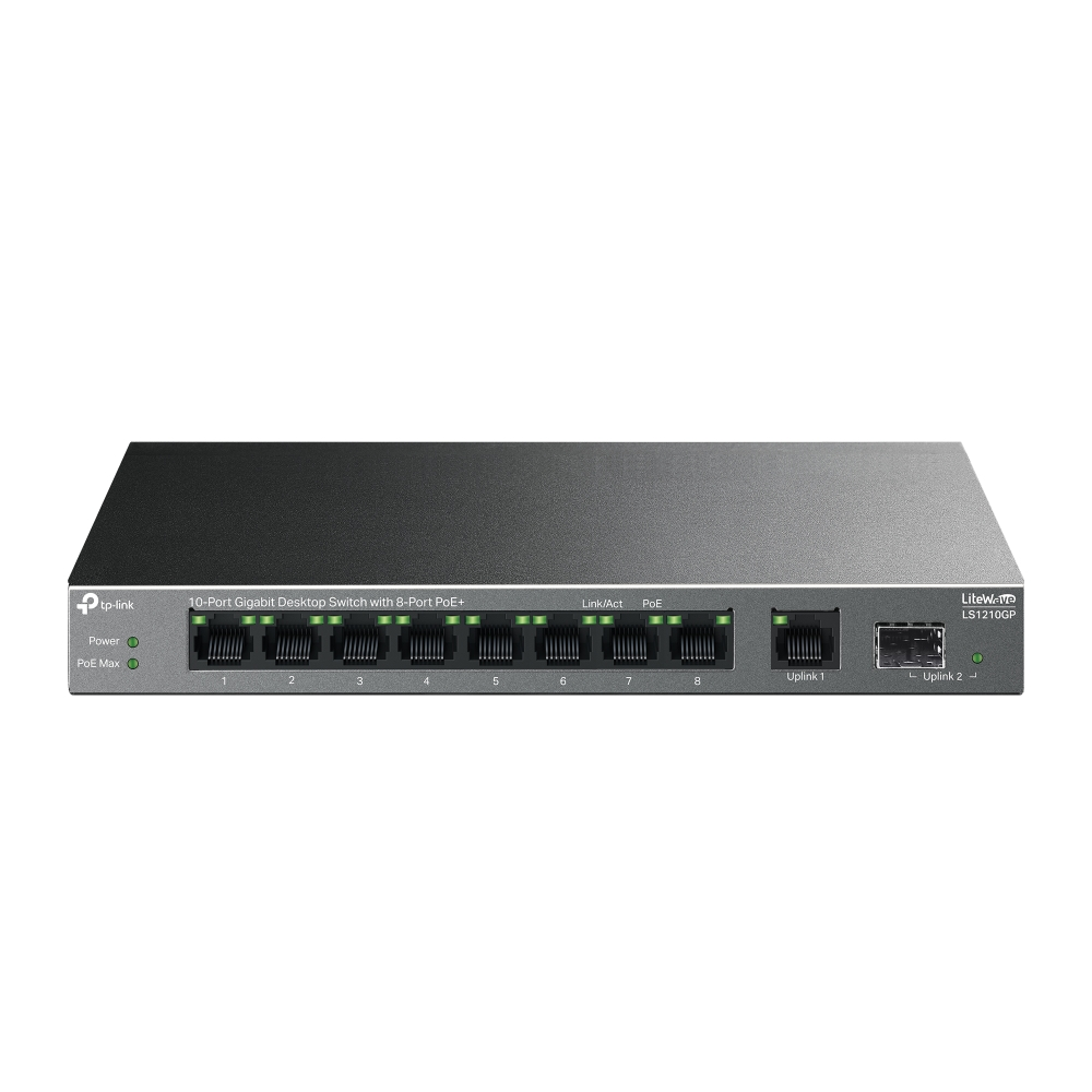 Коммутатор TP-LINK LS1210GP 10-Port Gigabit Desktop Switch with 8-Port PoE+