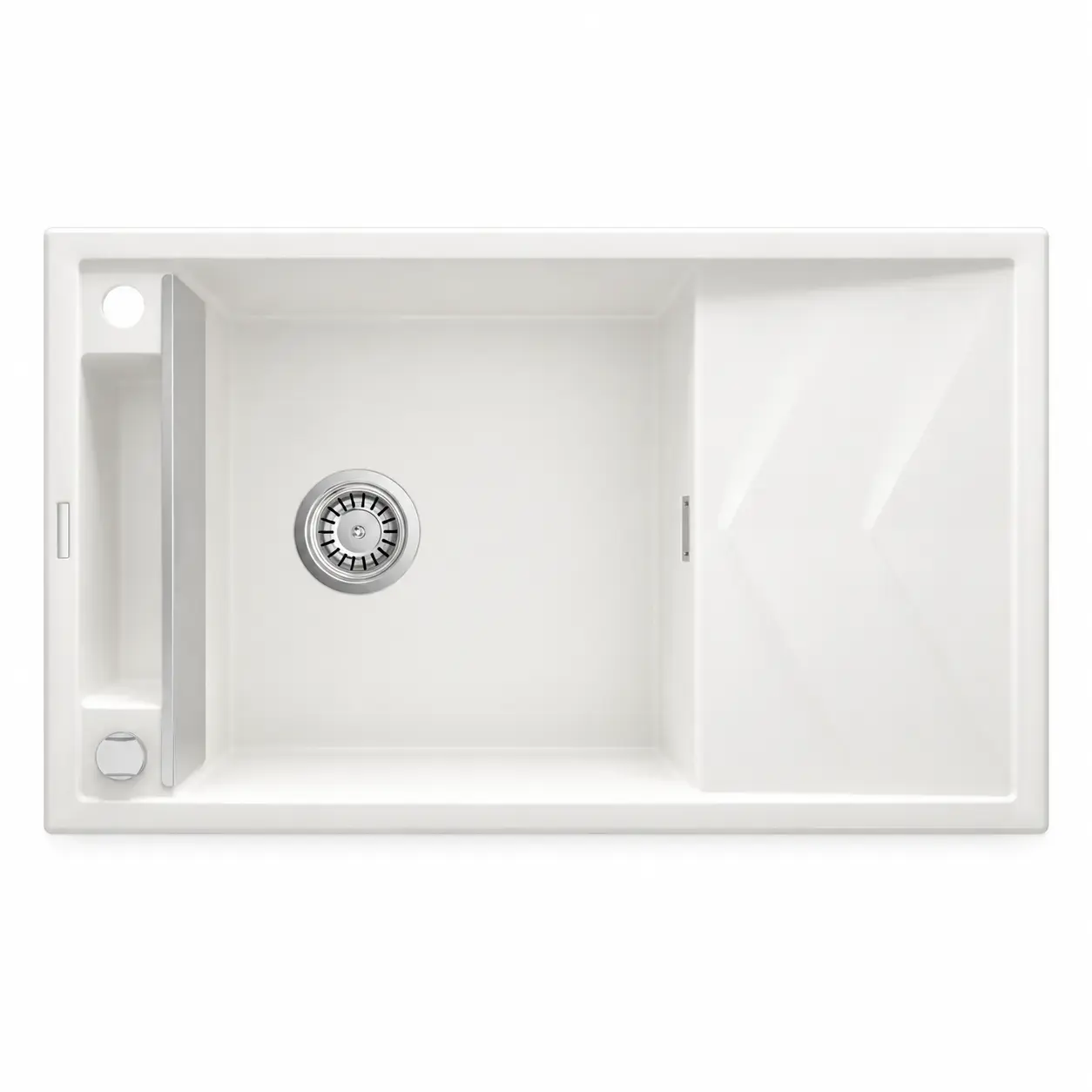 Мойка кухонная Deante Magnetic, гранит, прямоугольная, с крылом, 820×500×219 мм, 1 чаша, накладная, алебастр