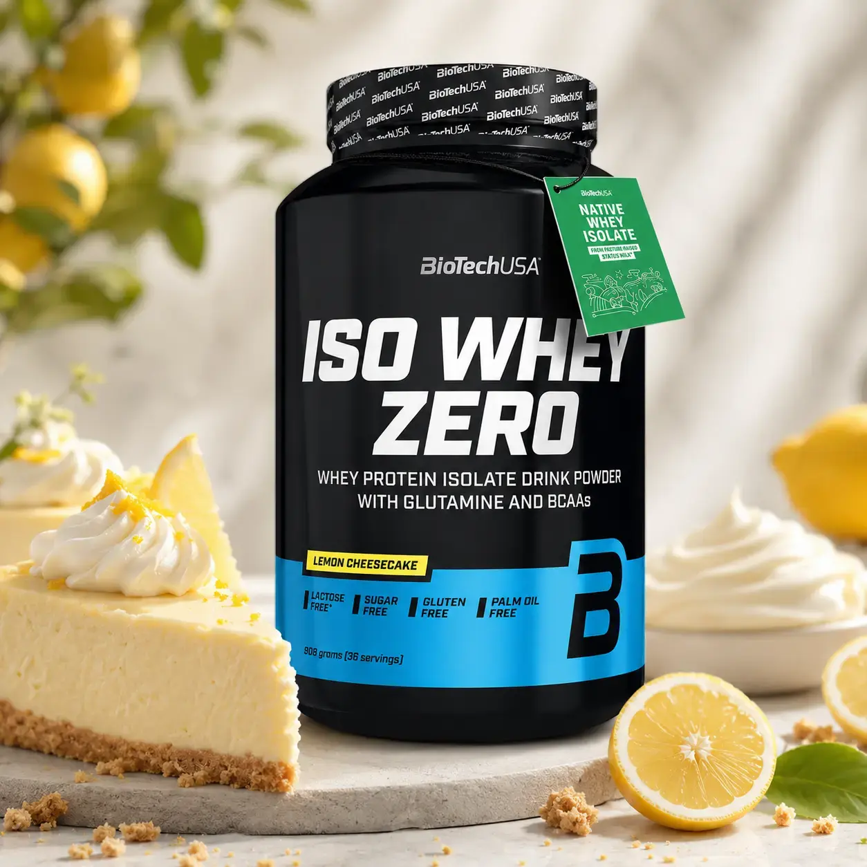 Zardob proteini izolyati Iso Whey Zero BioTechUSA (Lemon Cheesecake) 908 g (36 serv)