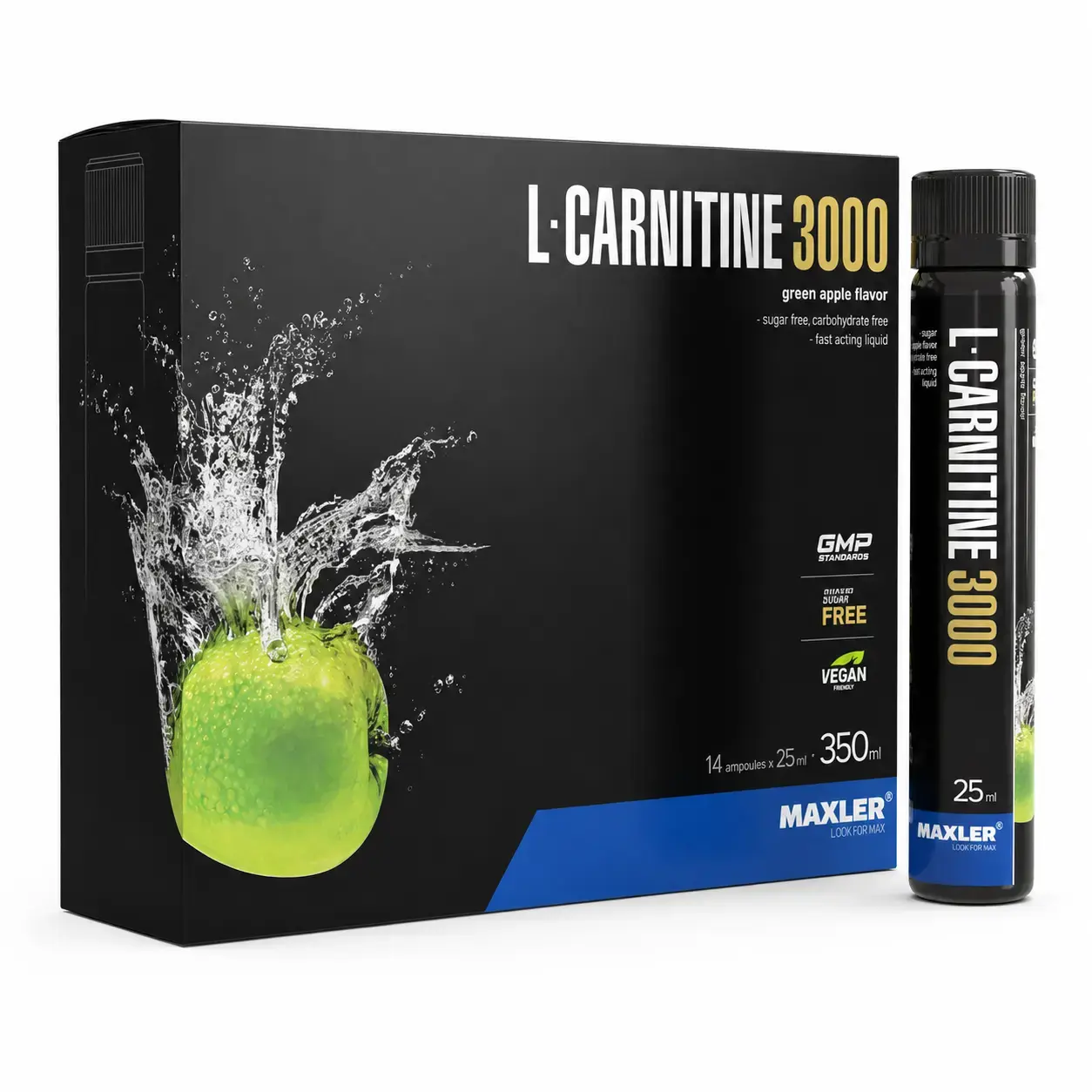 L-карнитин Maxler L-Carnitine 3000 Shots (Green Apple) 14 Ampoules x 25 ml