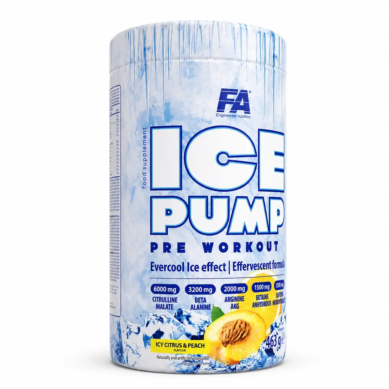 BQ FA ICE Pump Pre Workout, Icy Citrus & Peach, 463 g (50 porsiya)