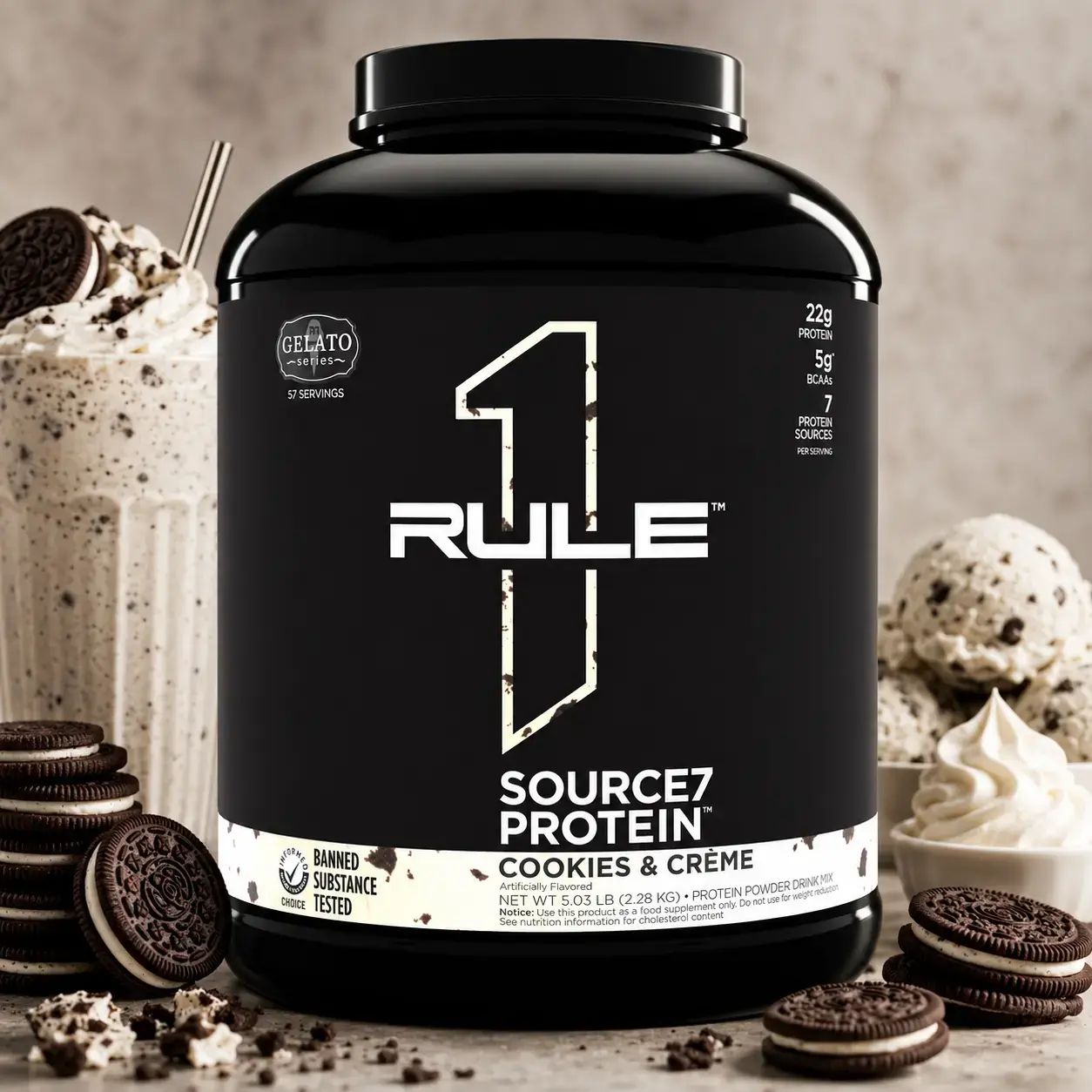 Ko’p komponentli protein Rule 1 Source7 Protein Cookies & Crème, 2,28 kg (5.03 lb)