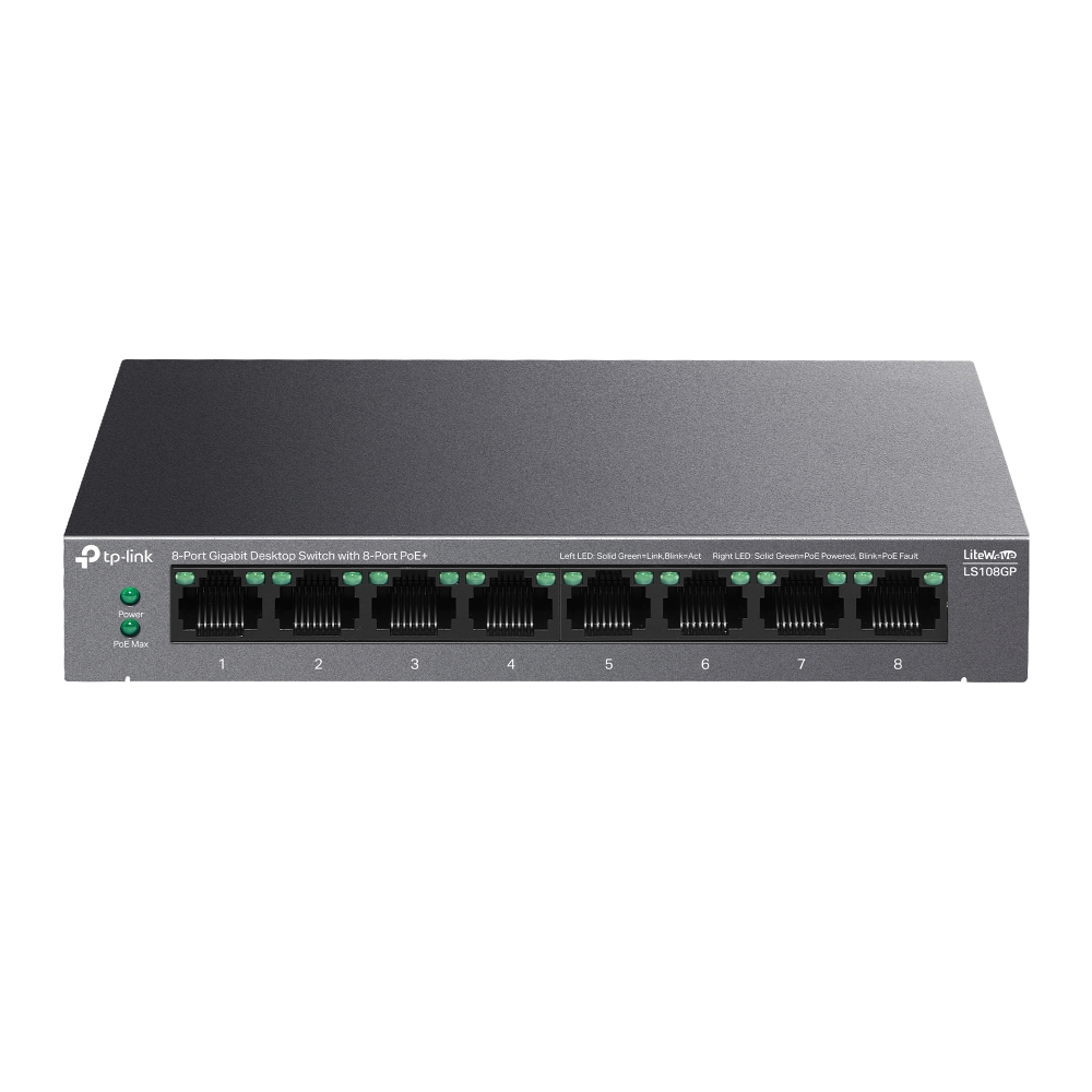 Коммутатор TP-LINK LS108GP 8-Port Gigabit Desktop Switch with 8-Port PoE+