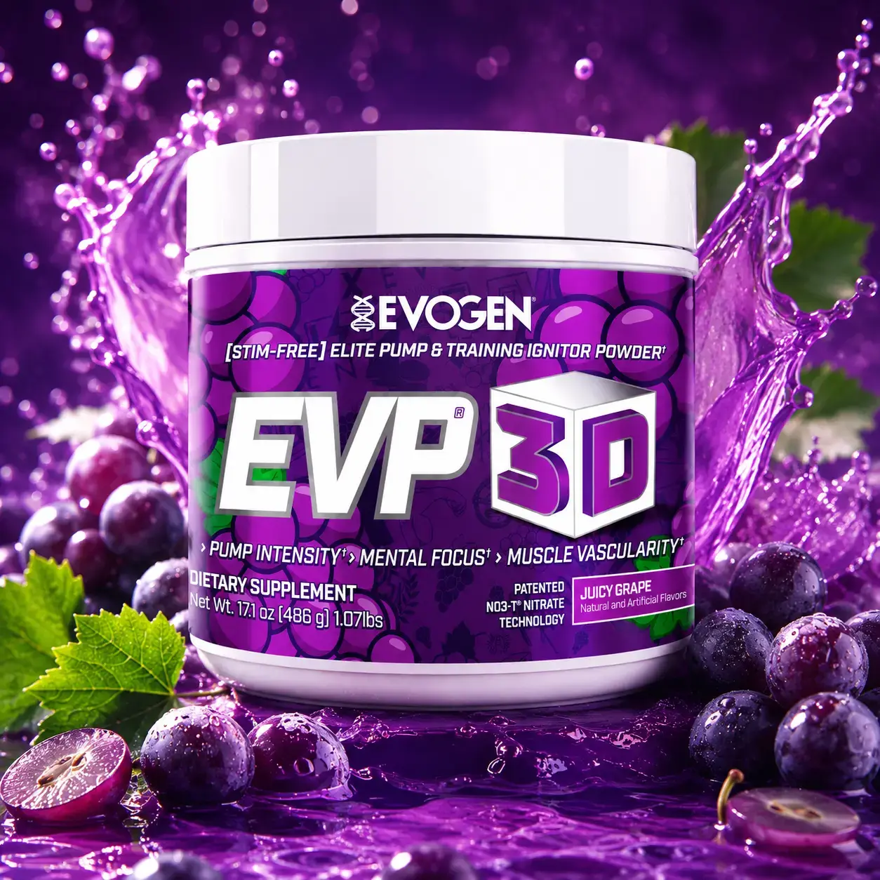 Mashqdan oldingi kompleks EVP 3D Evogen (Juicy Grape) 486 g