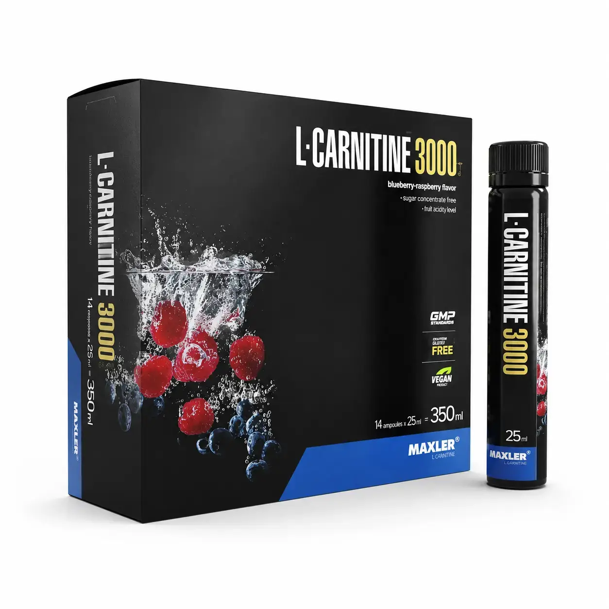 L-карнитин Maxler L-Carnitine 3000 Shots (Blueberry-Raspberry) 14 Ampoules x 25 ml