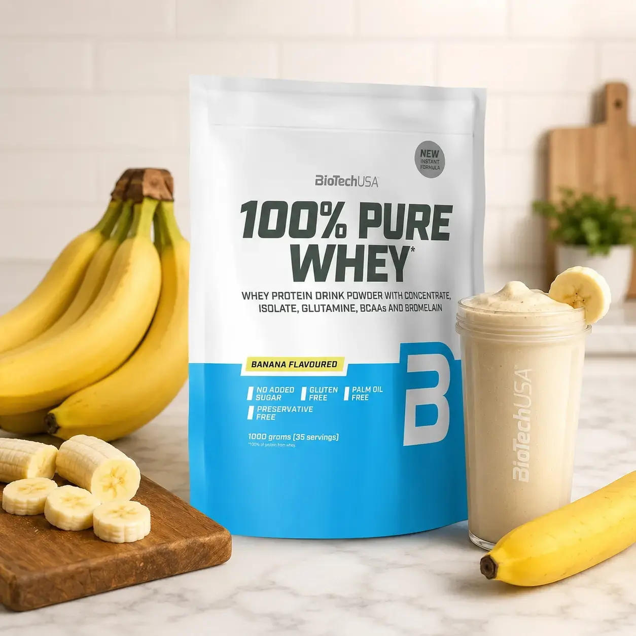 Zardob proteini 100% Pure Whey BioTechUSA (Banana) 1000 g (35 srv)