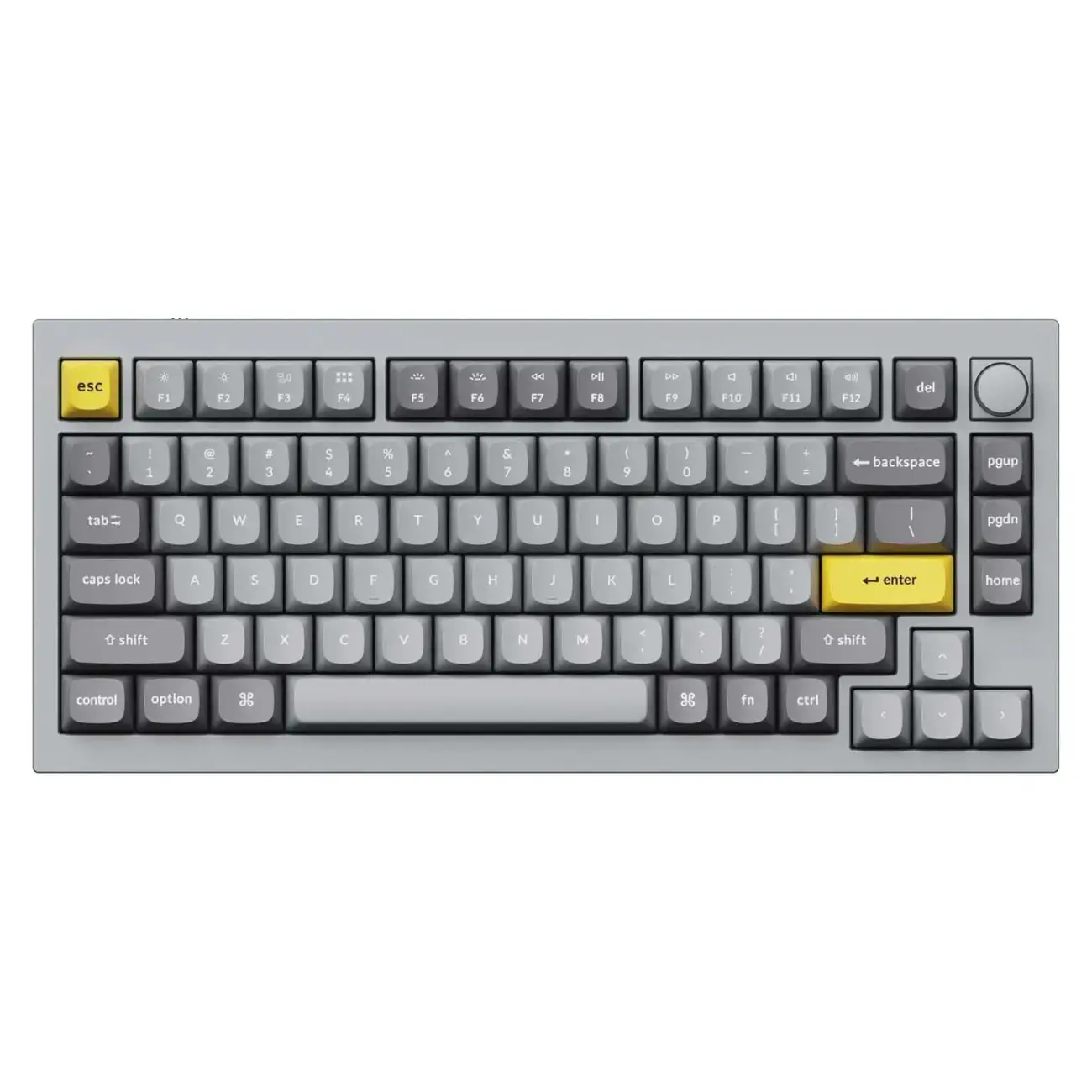 Klaviatura Keychron Q1 QMK, HotSwappable, Gateron Phantom Brown, RGB, Knob, Space Grey
